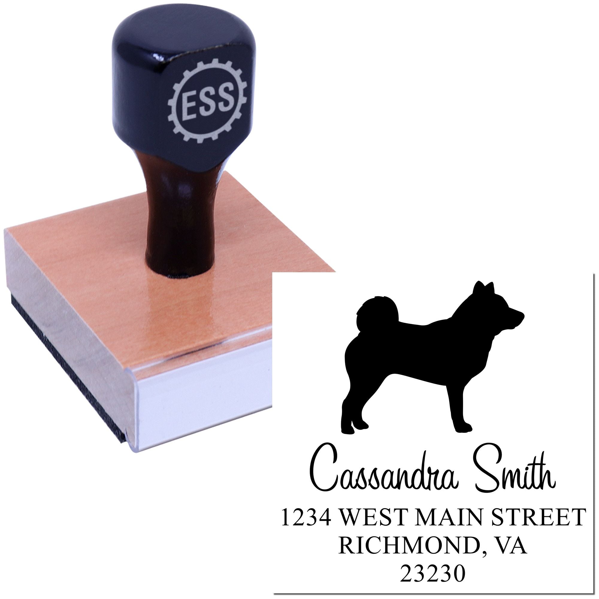 Wood Handle Shiba Inu Custom Address Label Stamp - Engineer Seal Stamps