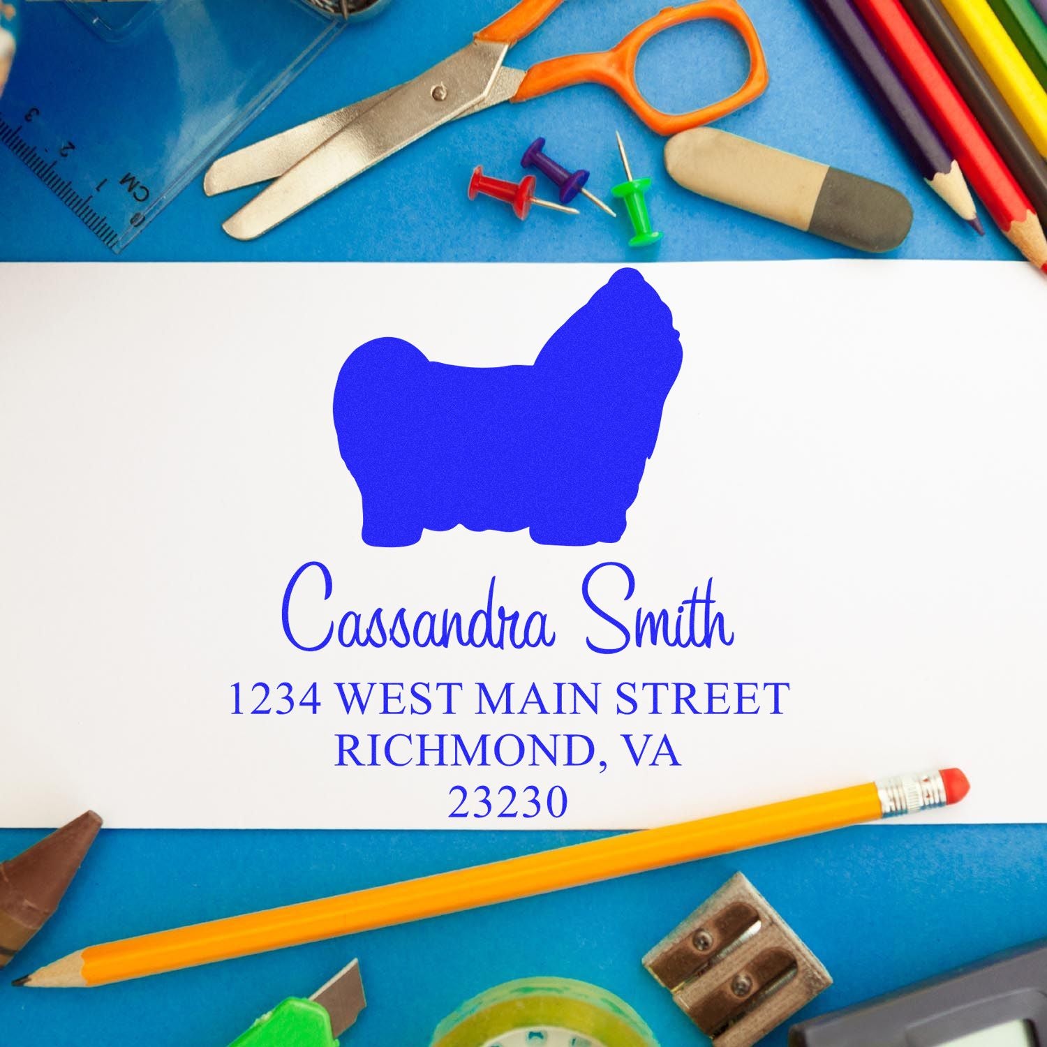 Wood Handle Shih Tzu Custom Address Label Stamp for Envelopes - Engineer Seal Stamps