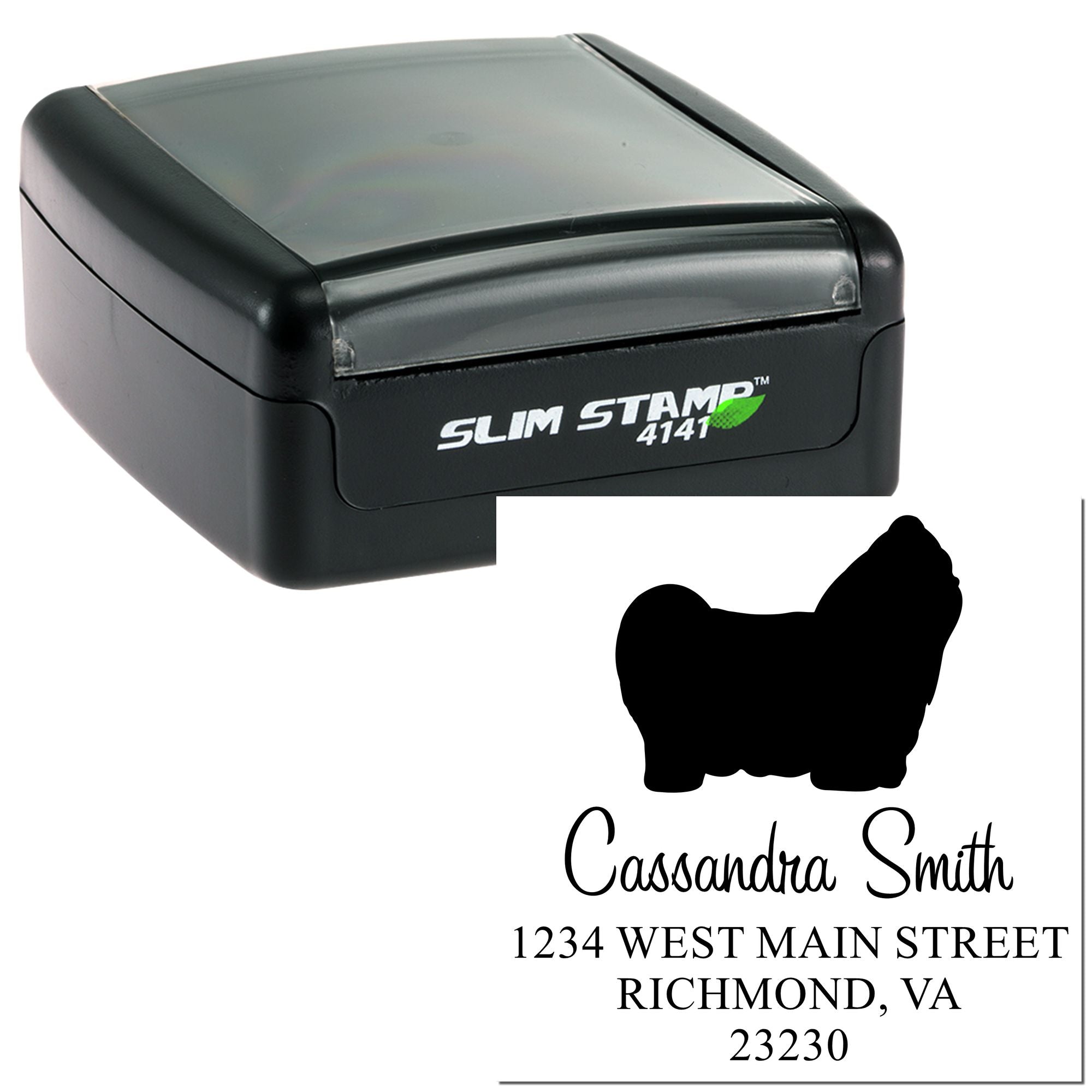 Slim Pre-Inked Shih Tzu Personalizable Name and Address Stamp for Envelopes - Engineer Seal Stamps