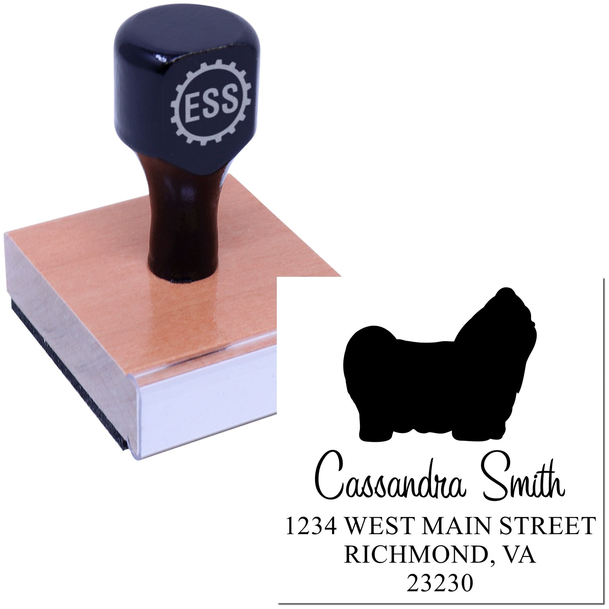 Wood Handle Shih Tzu Custom Address Label Stamp for Envelopes - Engineer Seal Stamps
