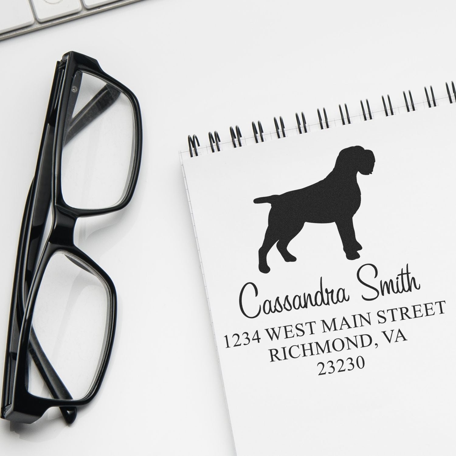 Wood Handle Wirehaired Pointing Griffon Custom Address Label Stamper - Engineer Seal Stamps