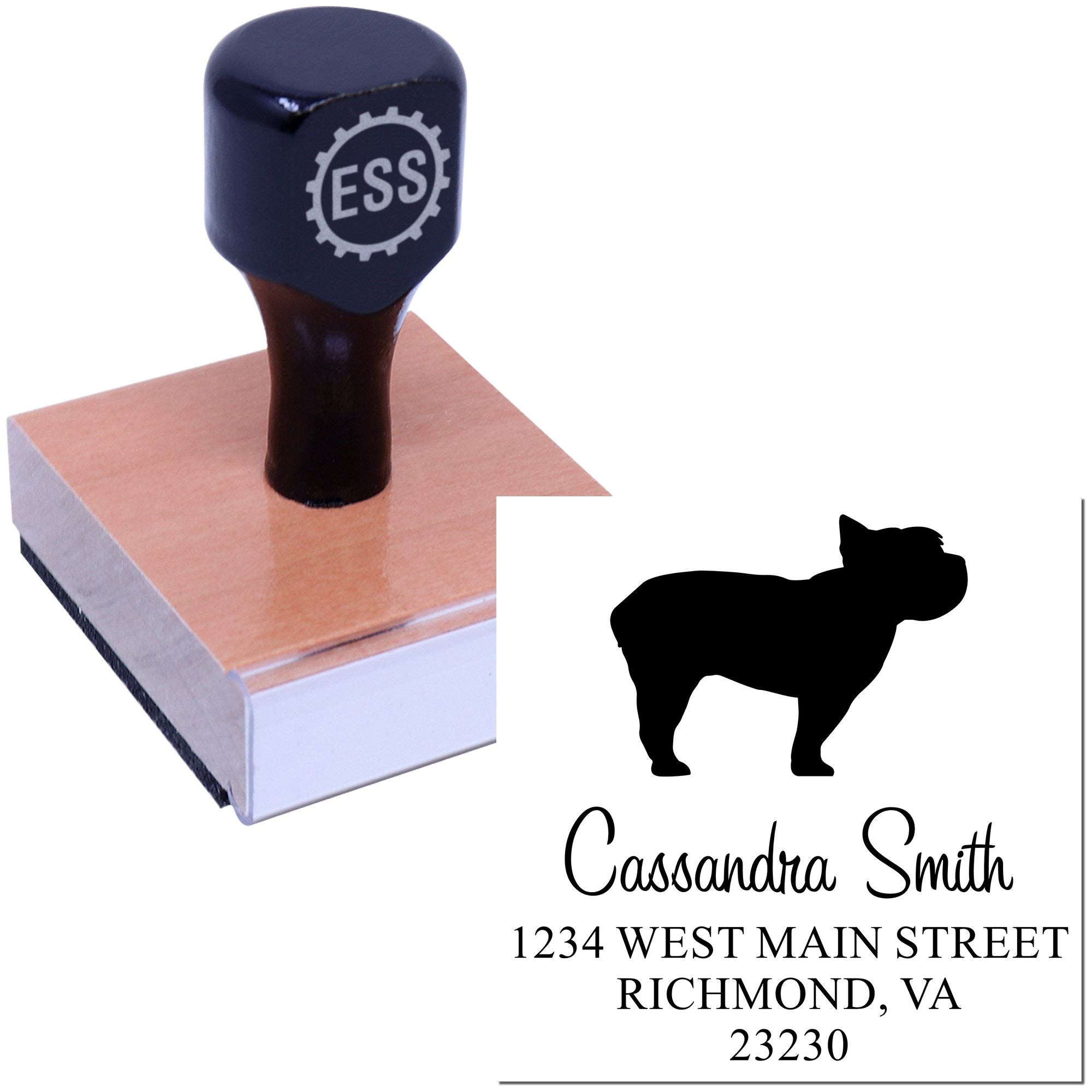 Wood Handle Yorkshire Terrier Custom Address Label Stamper - Engineer Seal Stamps