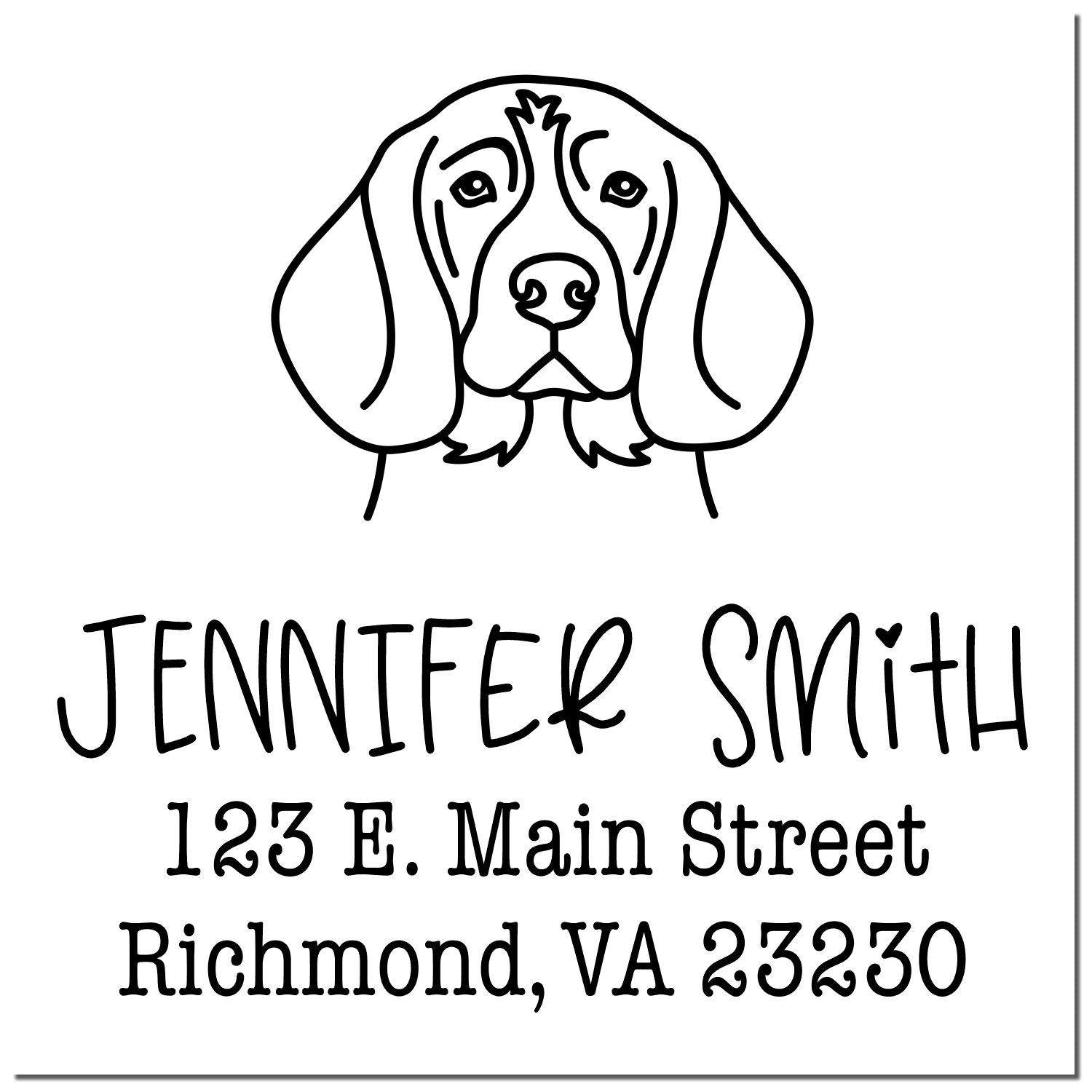 PSI Pre-Inked Beagle Handcrafted Name and Address Rubber Stamp - Engineer Seal Stamps