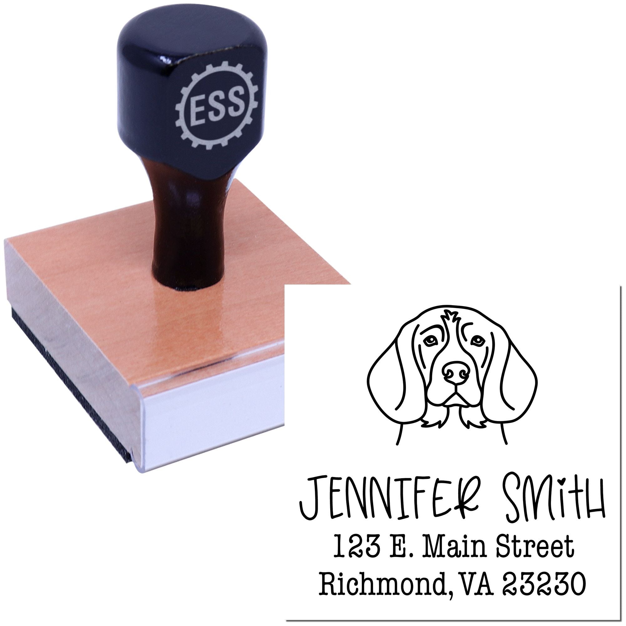 Wood Handle Beagle Custom Dog Lover's Address Stamper - Engineer Seal Stamps