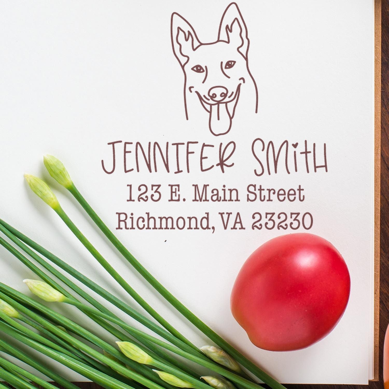 Wood Handle Belgian Malinois Custom Home Address Stamp - Engineer Seal Stamps