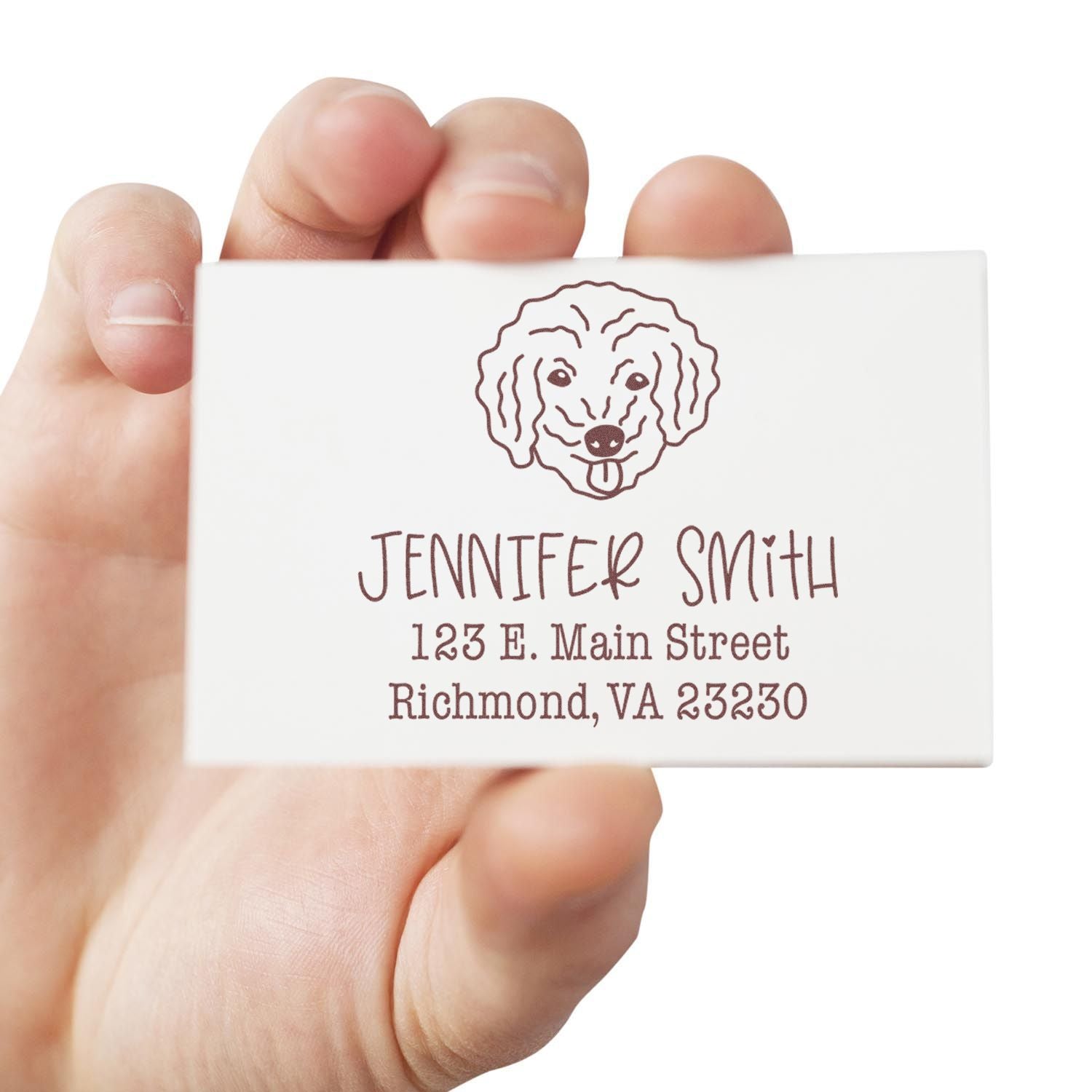Wood Handle Bichon Poo Custom Address Return Stamp - Engineer Seal Stamps