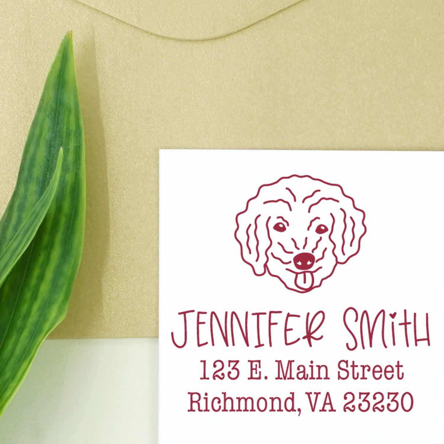 Slim Pre-Inked Bichon Poo Personalizable New Address Stamp for Envelopes - Engineer Seal Stamps