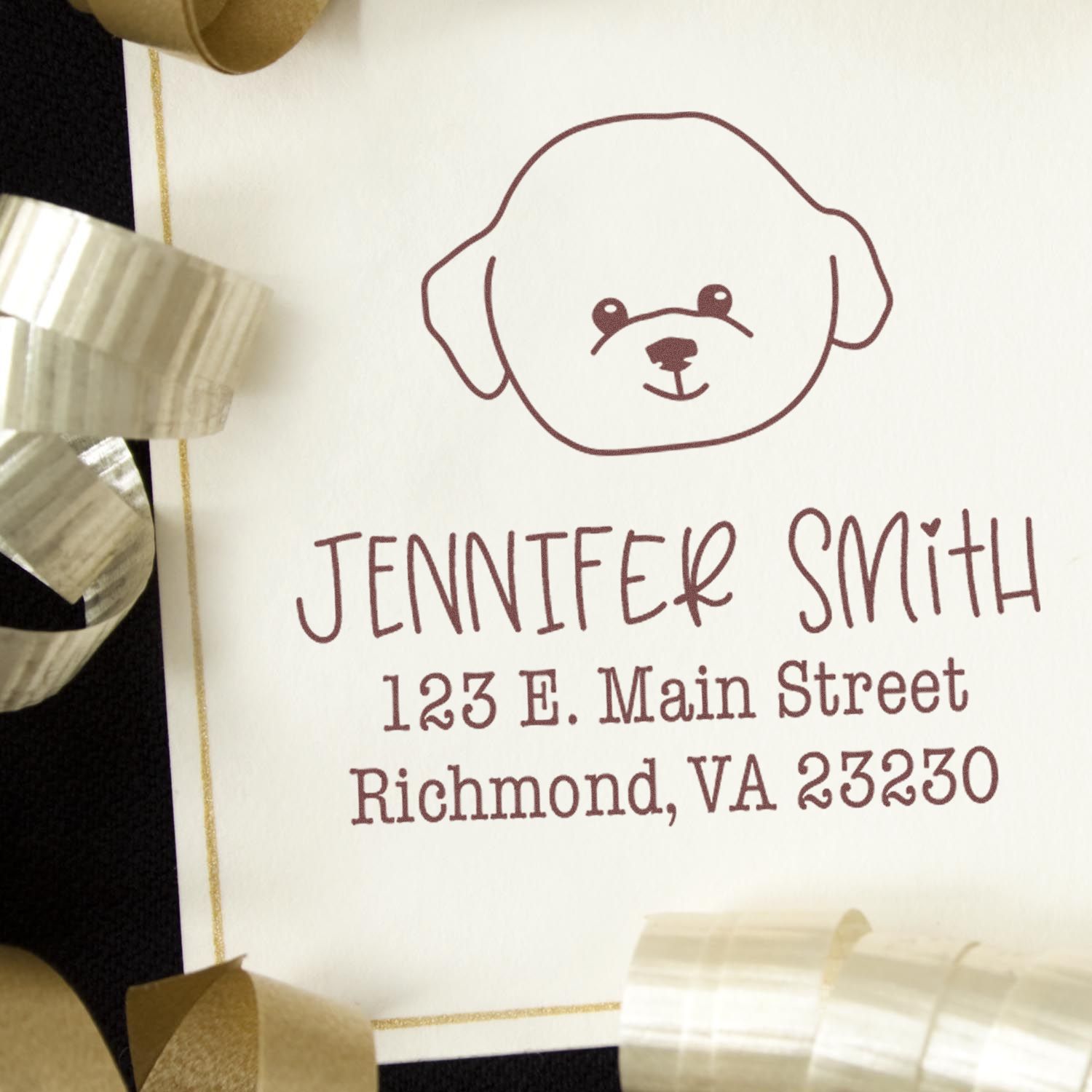 Slim Pre-Inked Bichon Personalized Custom Return Address Stamper - Engineer Seal Stamps