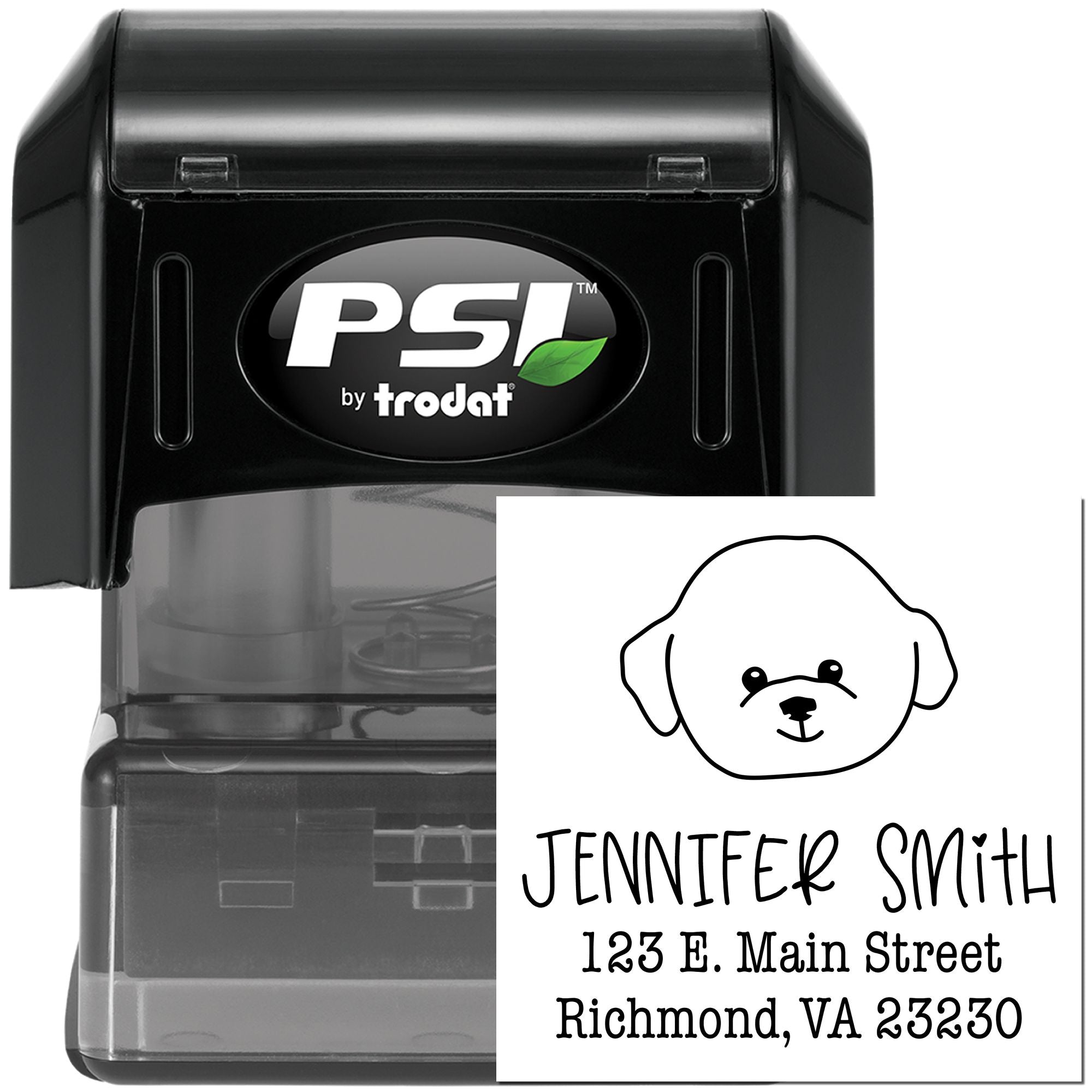 PSI Pre-Inked Bichon Handcrafted Rubber Address Rubber Stamp - Engineer Seal Stamps