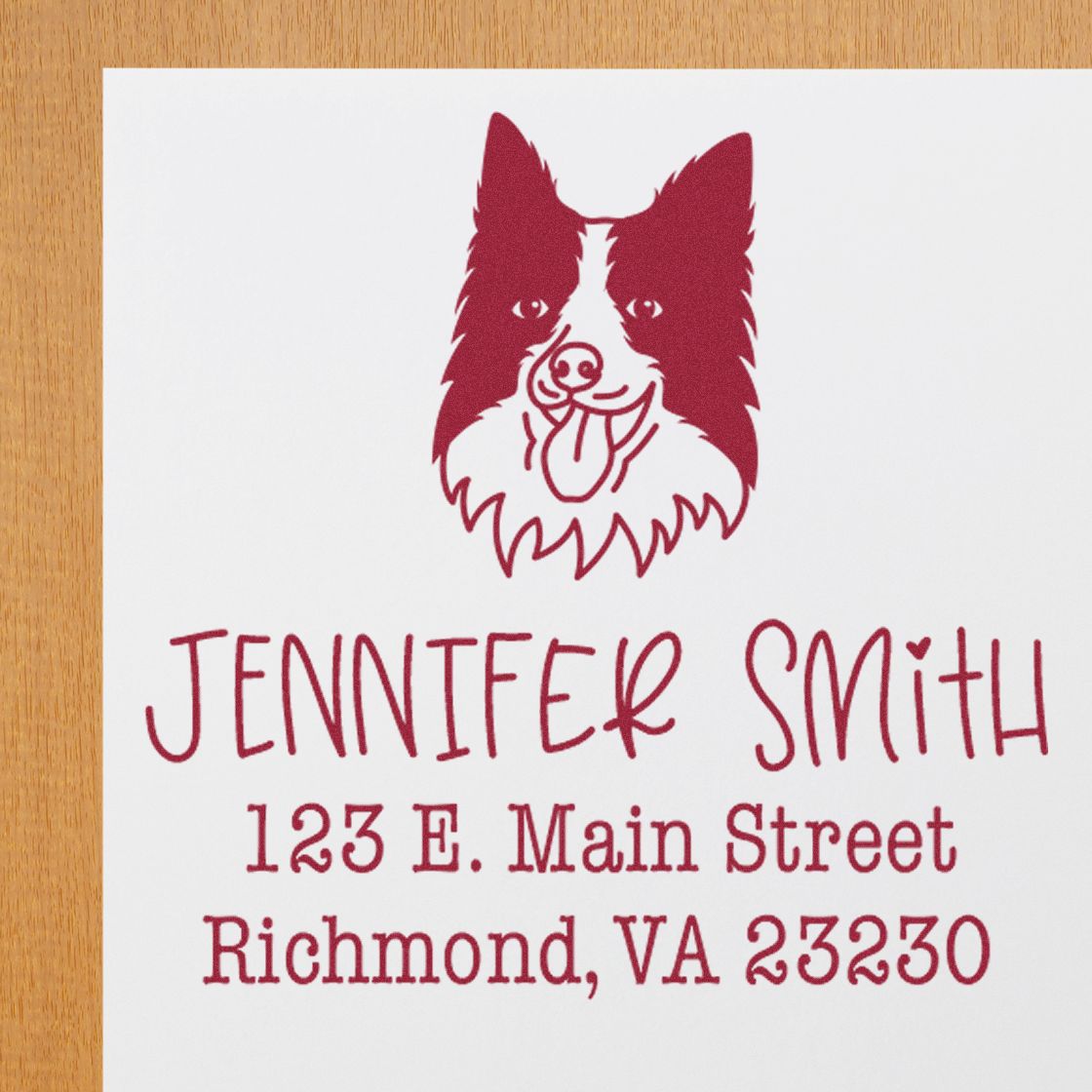 Wood Handle Border Collie Custom Address Return Stamp for Envelopes - Engineer Seal Stamps