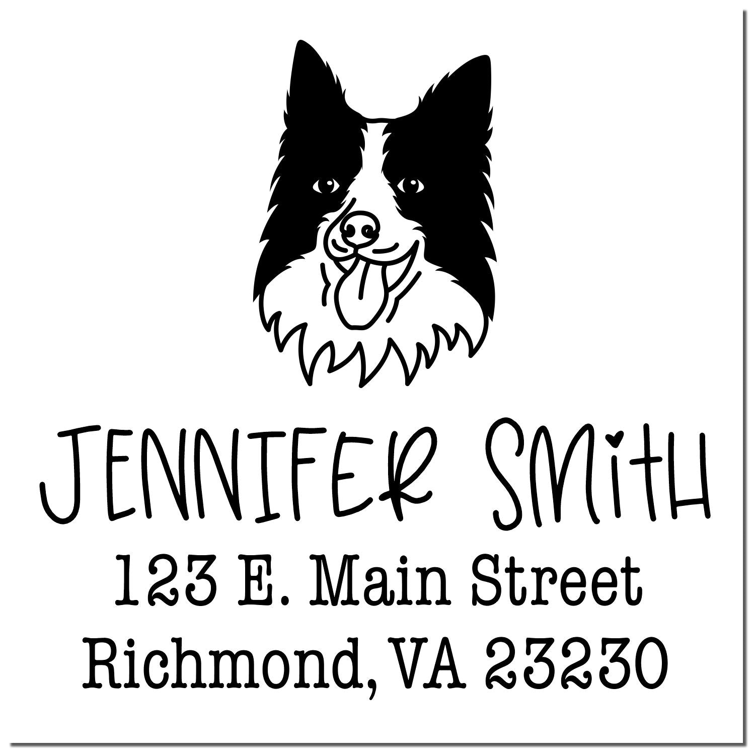 Self-Inking Border Collie Customizable Pet Address Rubber Stamp - Engineer Seal Stamps