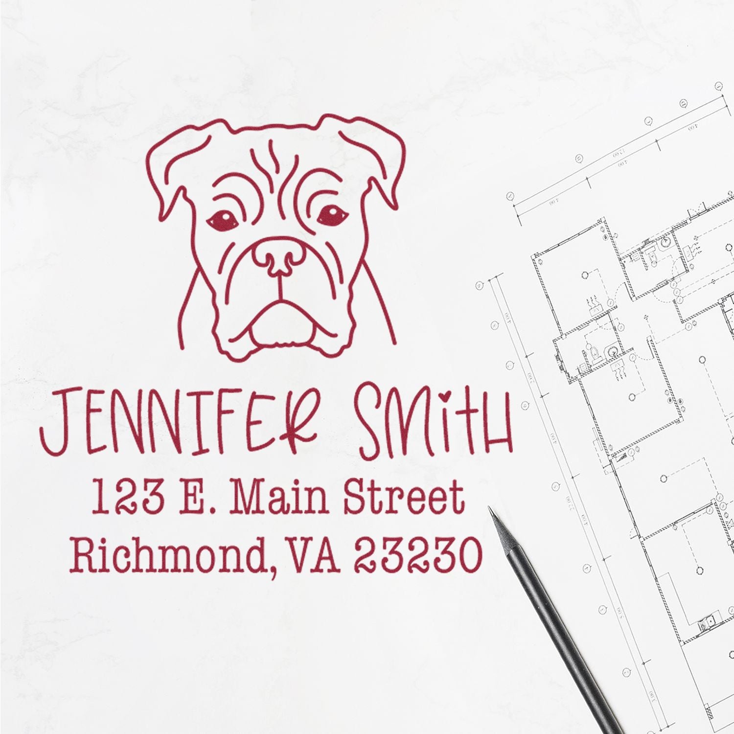 Self-Inking Boxer Customizable Pet Address Stamp for Envelopes - Engineer Seal Stamps