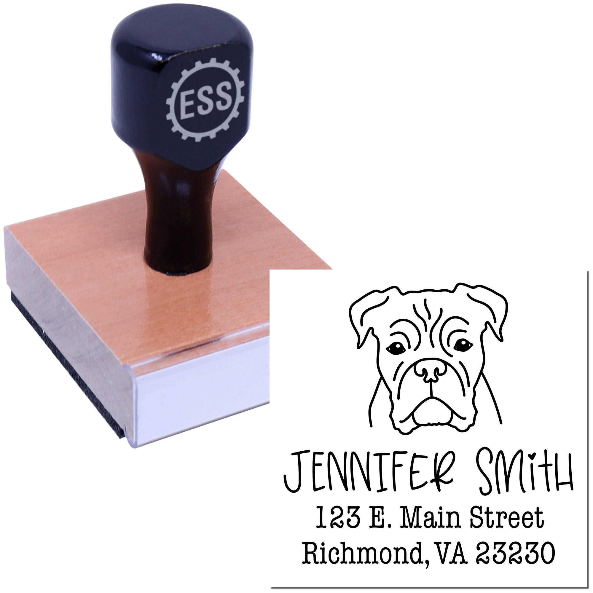 Wood Handle Boxer Custom Address Return Stamper - Engineer Seal Stamps