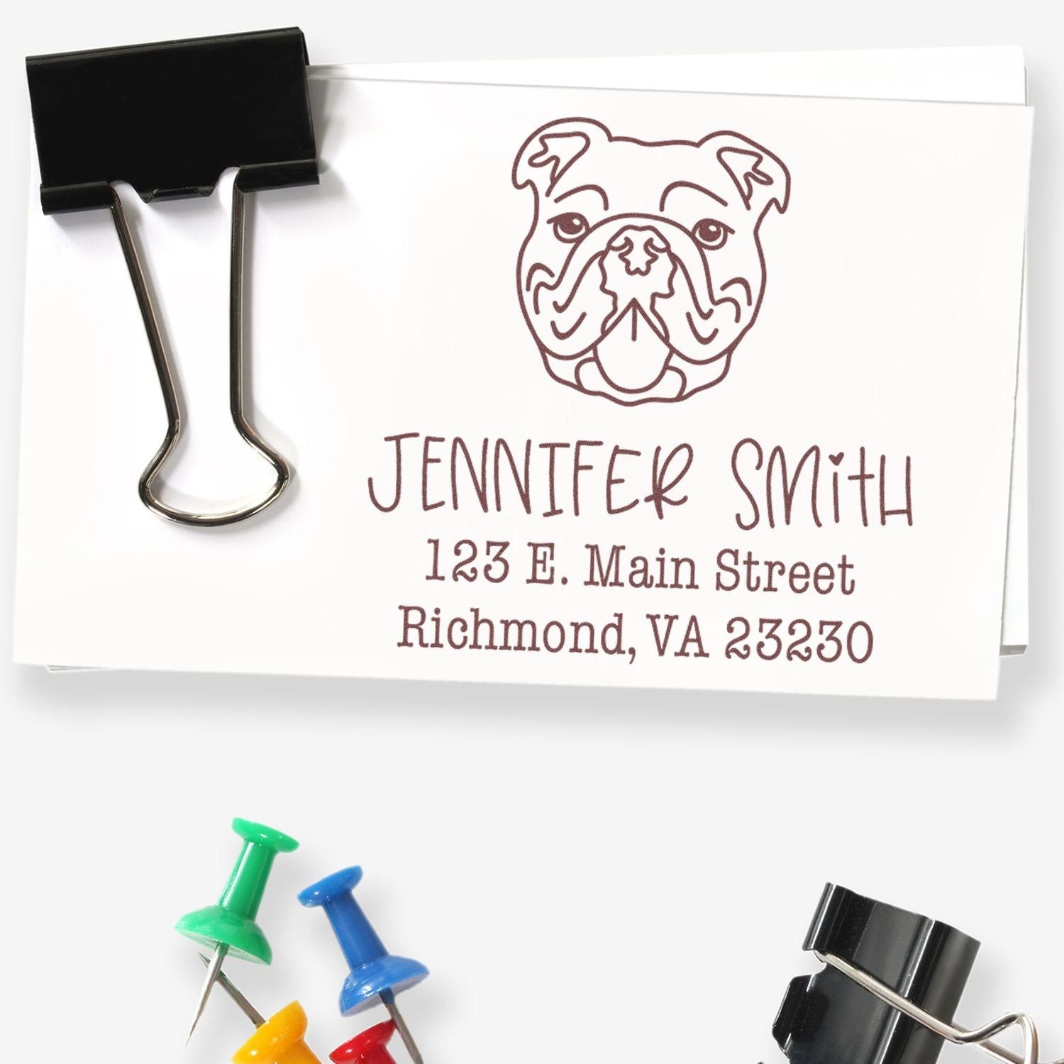 Wood Handle Bulldog Custom Address Rubber Stamp - Engineer Seal Stamps