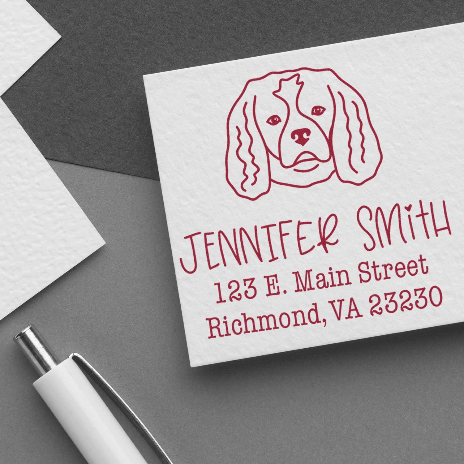 Wood Handle Cavalier King Charles Custom Address Stamp - Engineer Seal Stamps