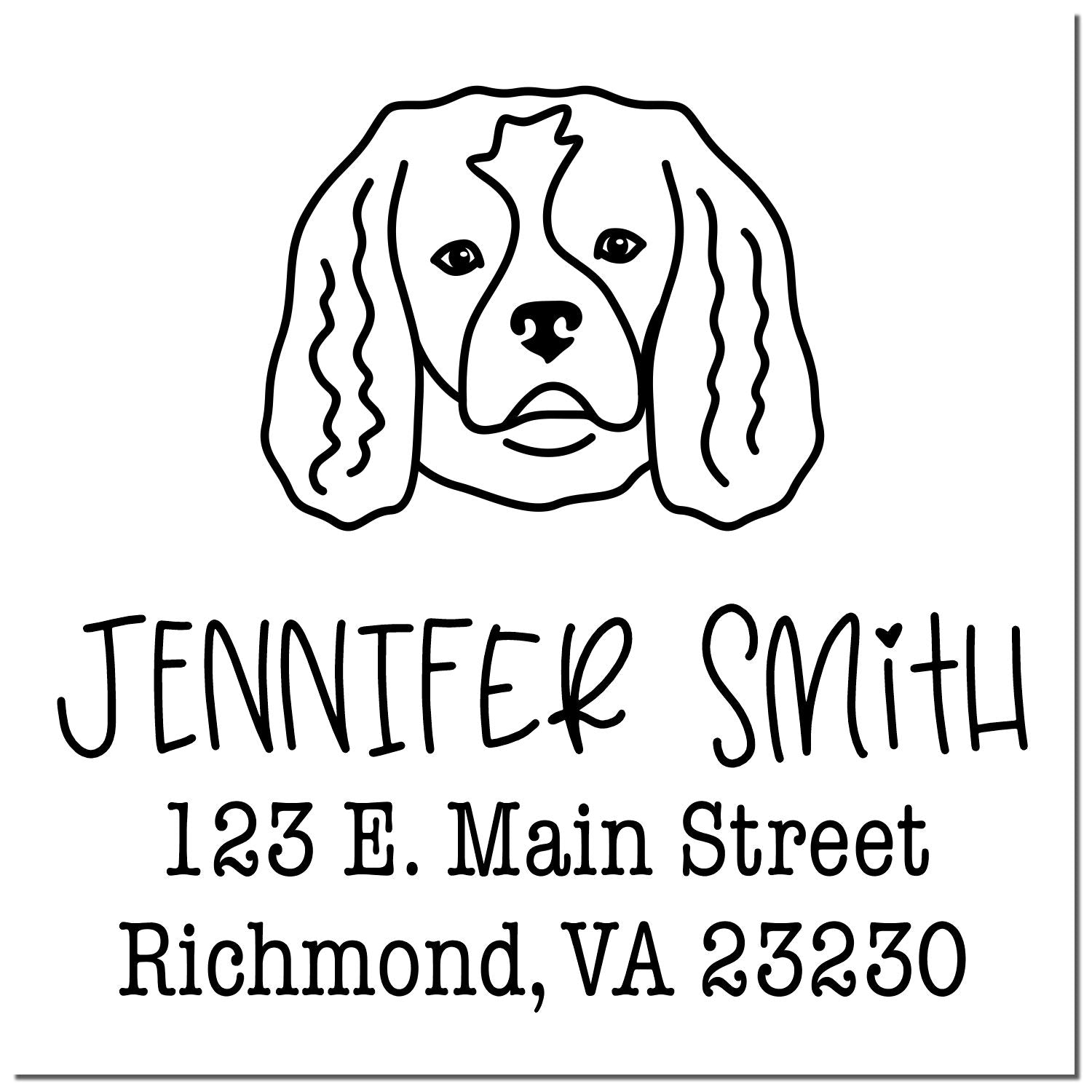 Slim Pre-Inked Cavalier King Charles Personalizable Pet Address Rubber Stamp - Engineer Seal Stamps