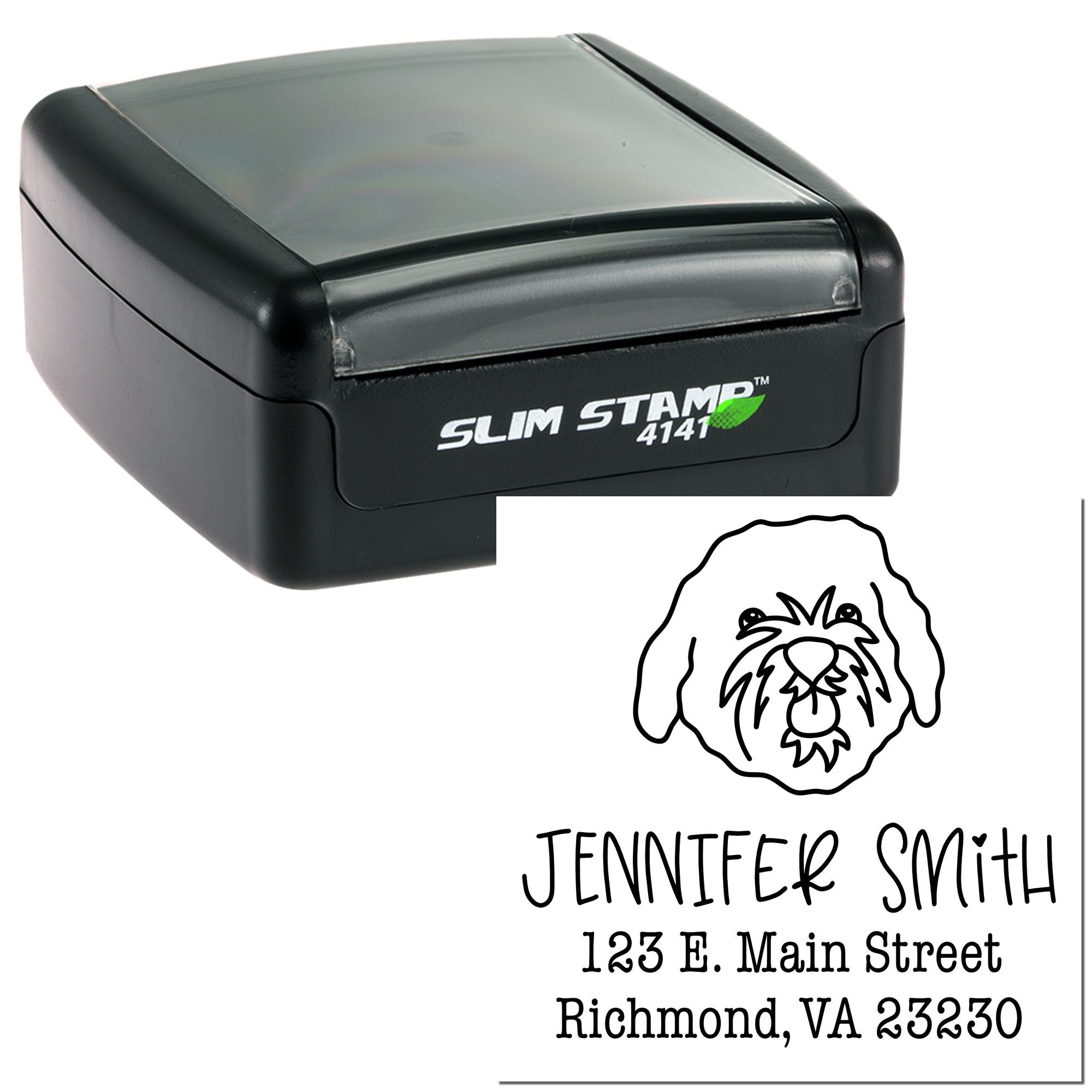 Slim Pre-Inked Cavapoo Personalizable Pet Address Stamp - Engineer Seal Stamps