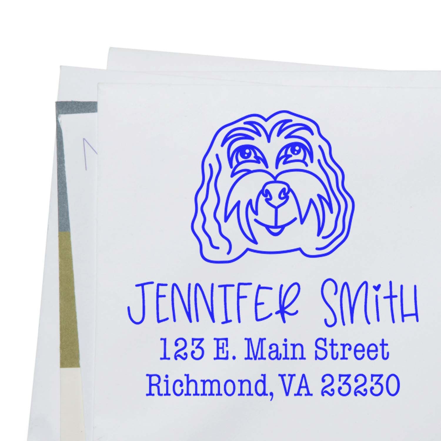 Slim Pre-Inked Cockapoo Personalizable Refillable Address Rubber Stamp