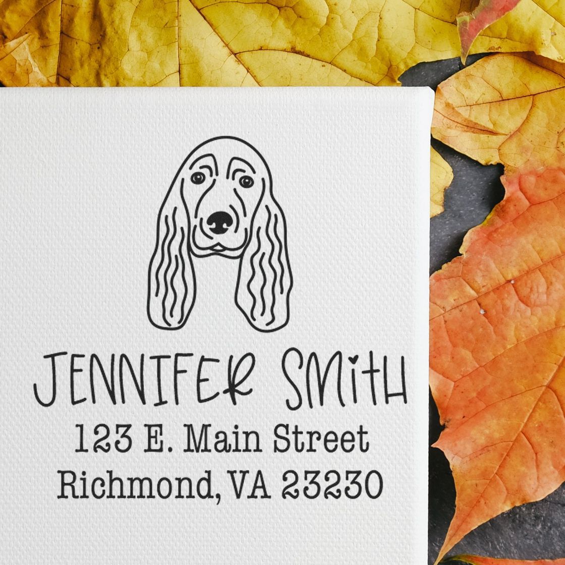 Wood Handle Cocker Spaniel Custom Address Stamp for Envelopes - Engineer Seal Stamps