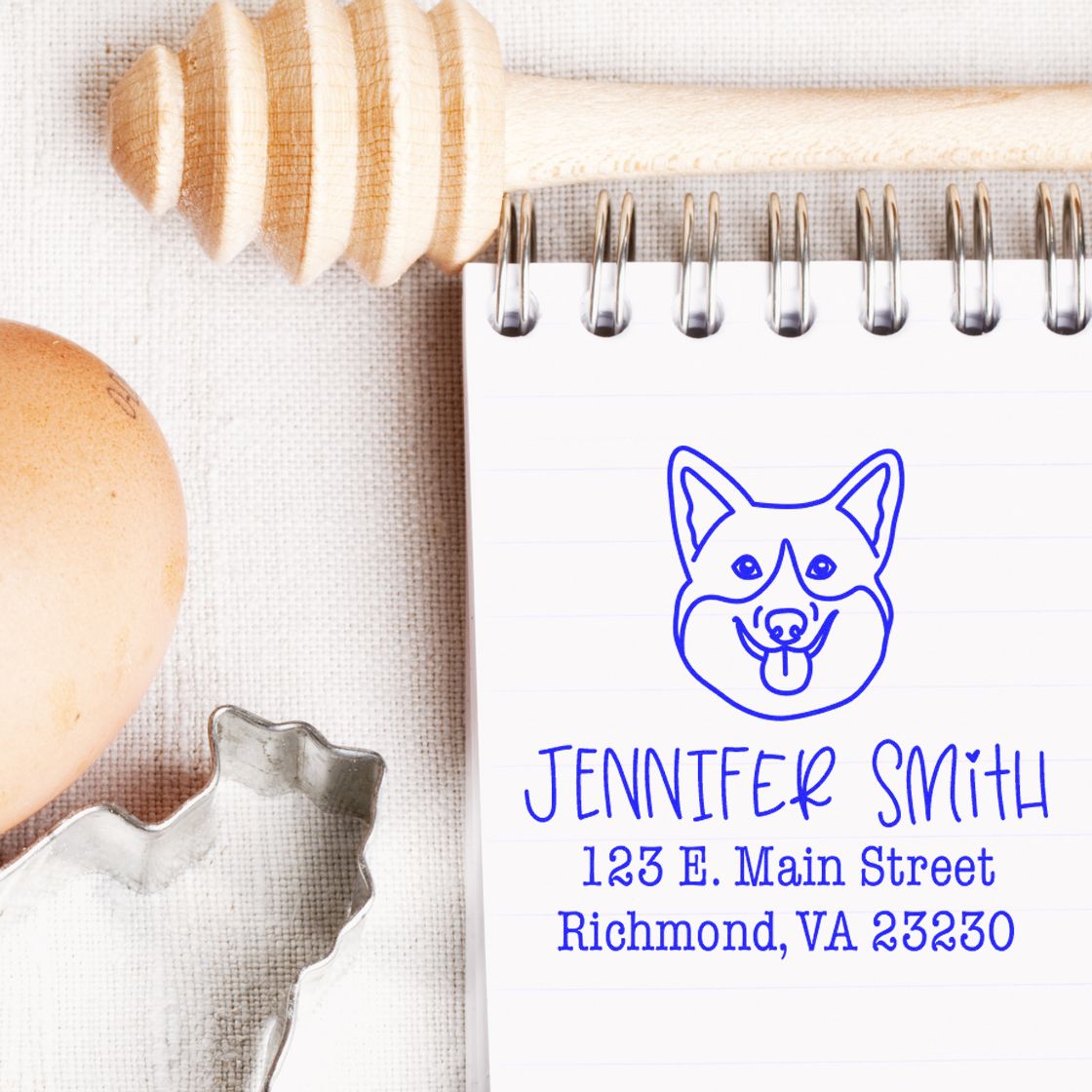 PSI Pre-Inked Corgi Handcrafted Mailing Address Stamp for Envelopes - Engineer Seal Stamps