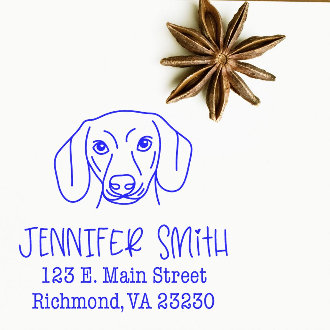 Slim Pre-Inked Dachshund Personalizable Return Address Rubber Stamp