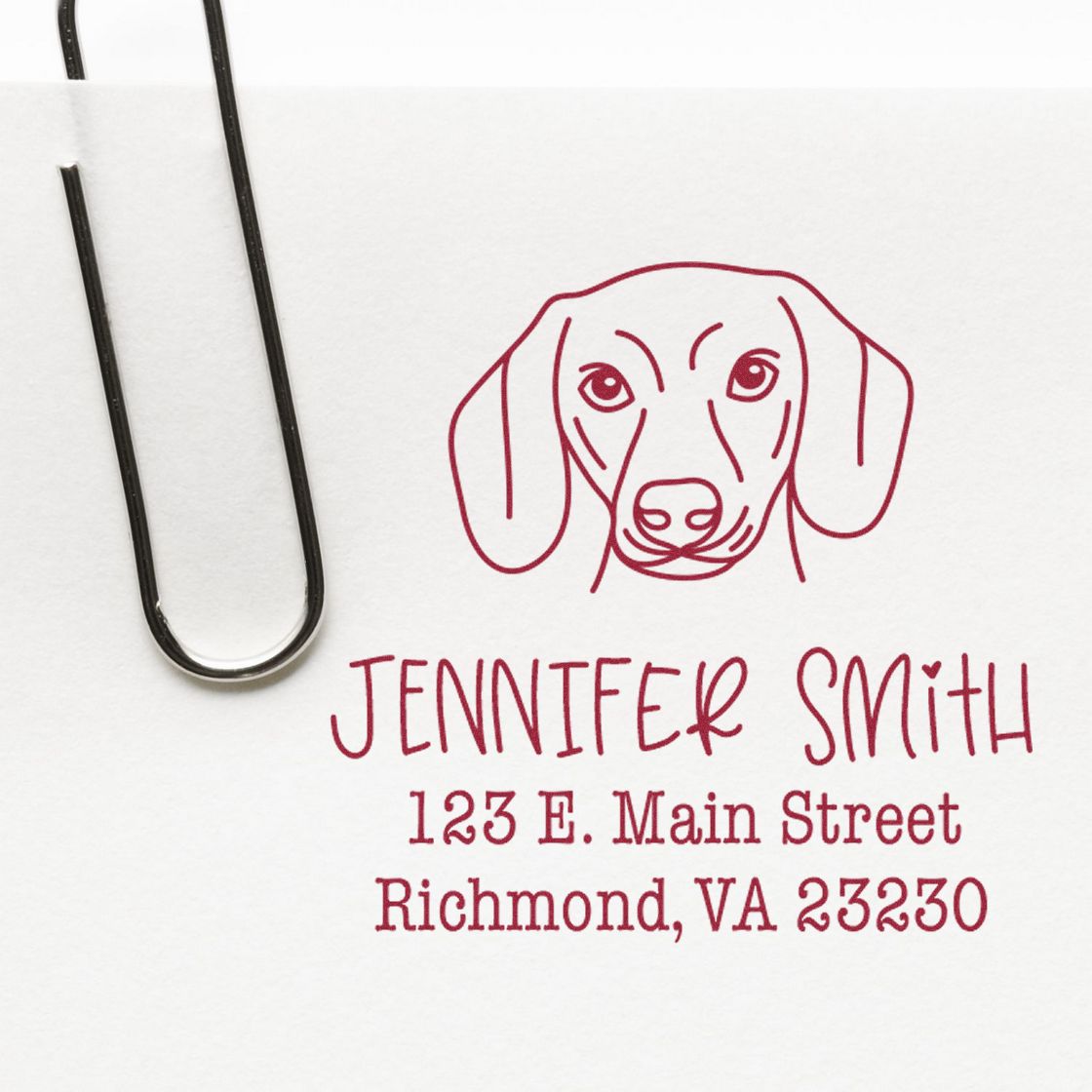 Slim Pre-Inked Dachshund Personalizable Return Address Rubber Stamp - Engineer Seal Stamps