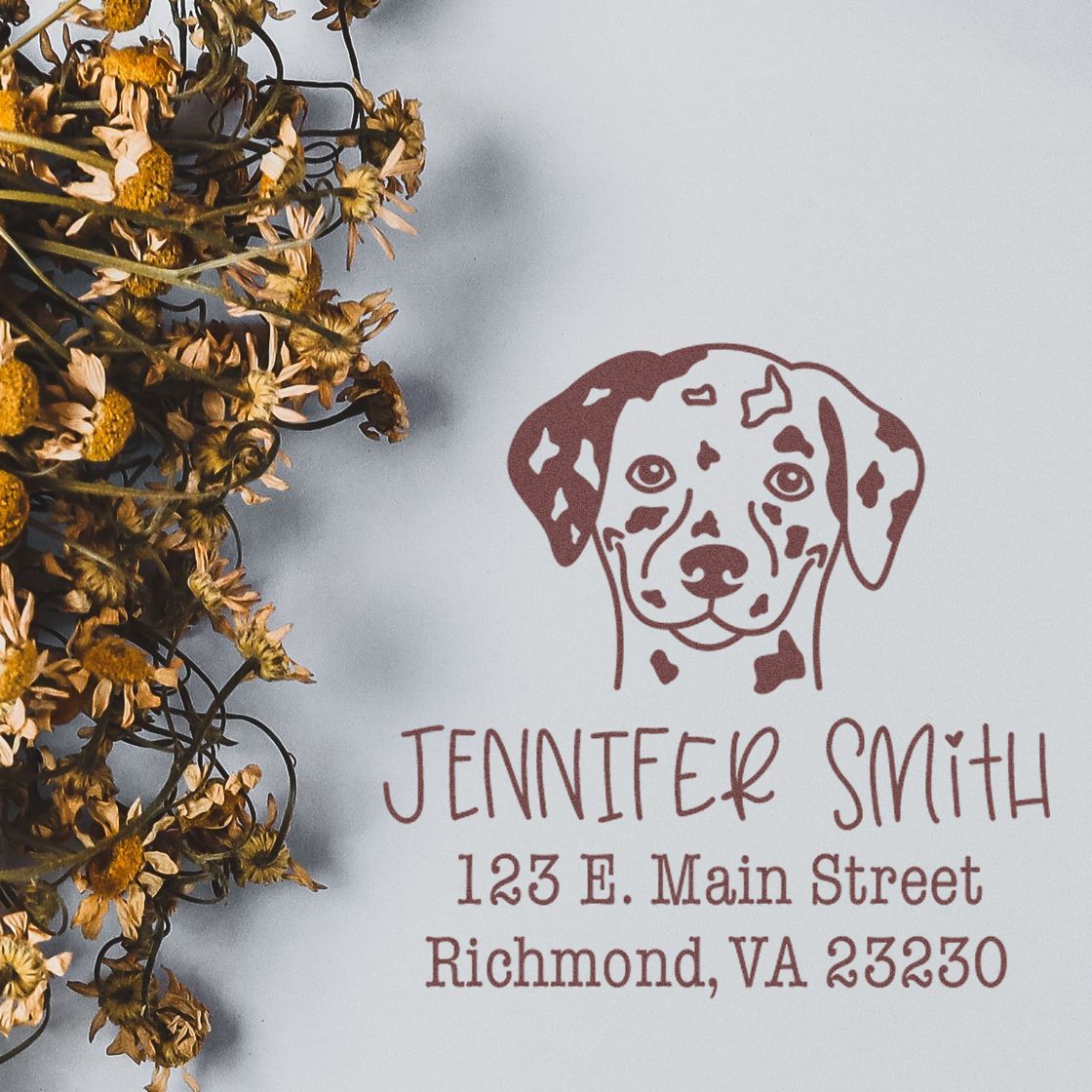 Slim Pre-Inked Dalmatian Personalizable Return Address Rubber Stamp - Engineer Seal Stamps