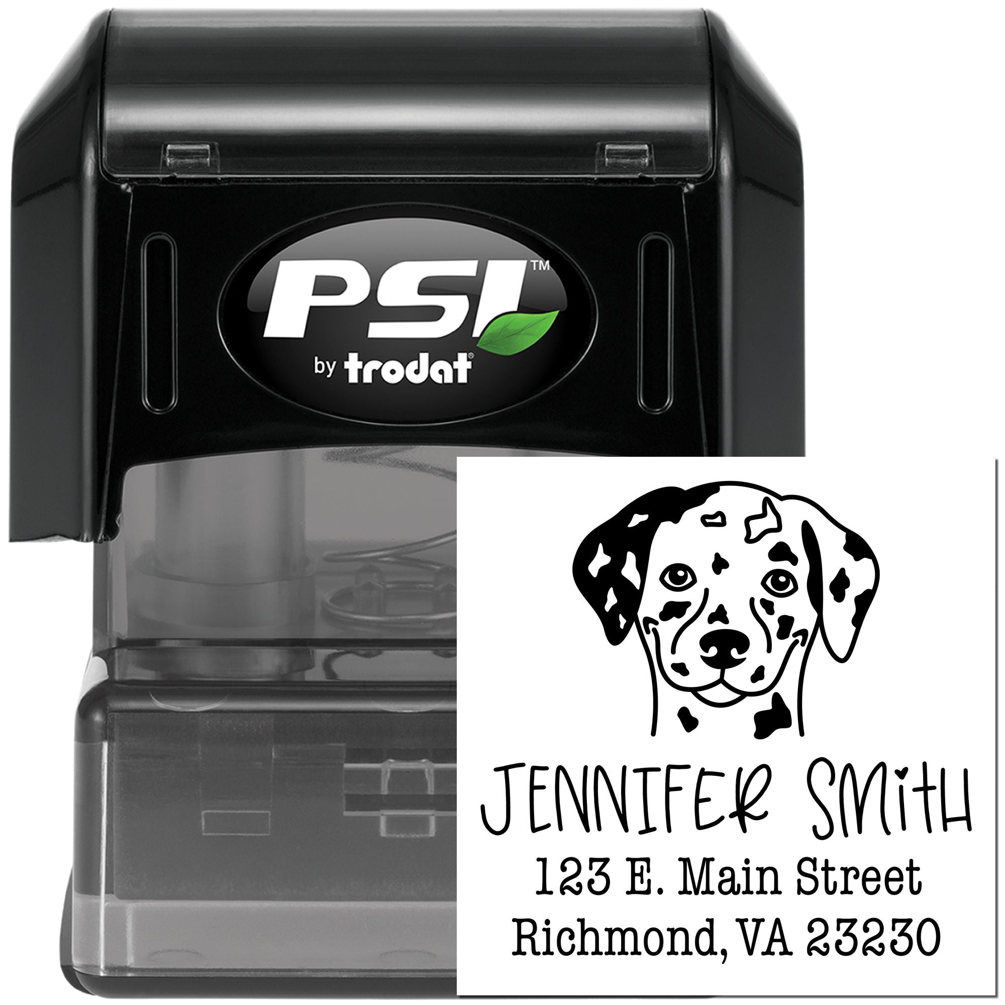 PSI Pre-Inked Dalmatian Handcrafted Mailing Address Stamper - Engineer Seal Stamps
