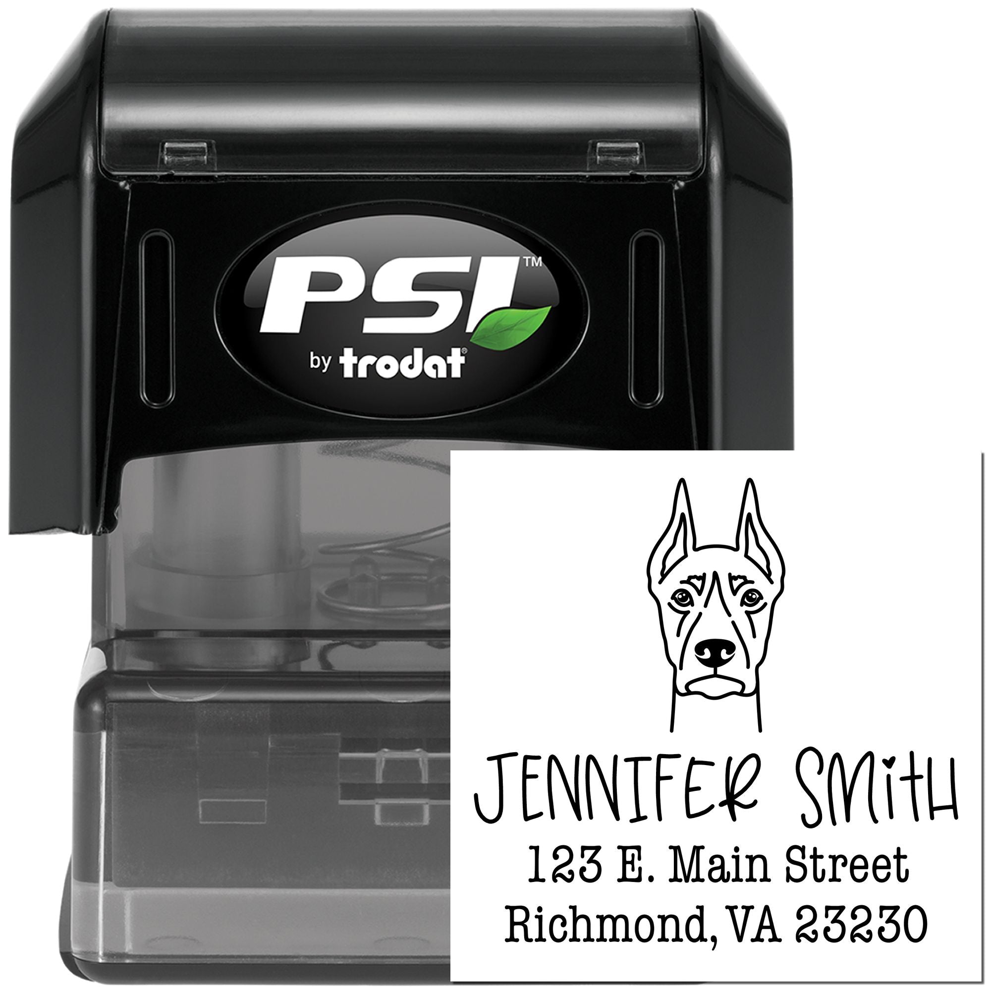 PSI Pre-Inked Doberman Handcrafted Mailing Address Stamper - Engineer Seal Stamps