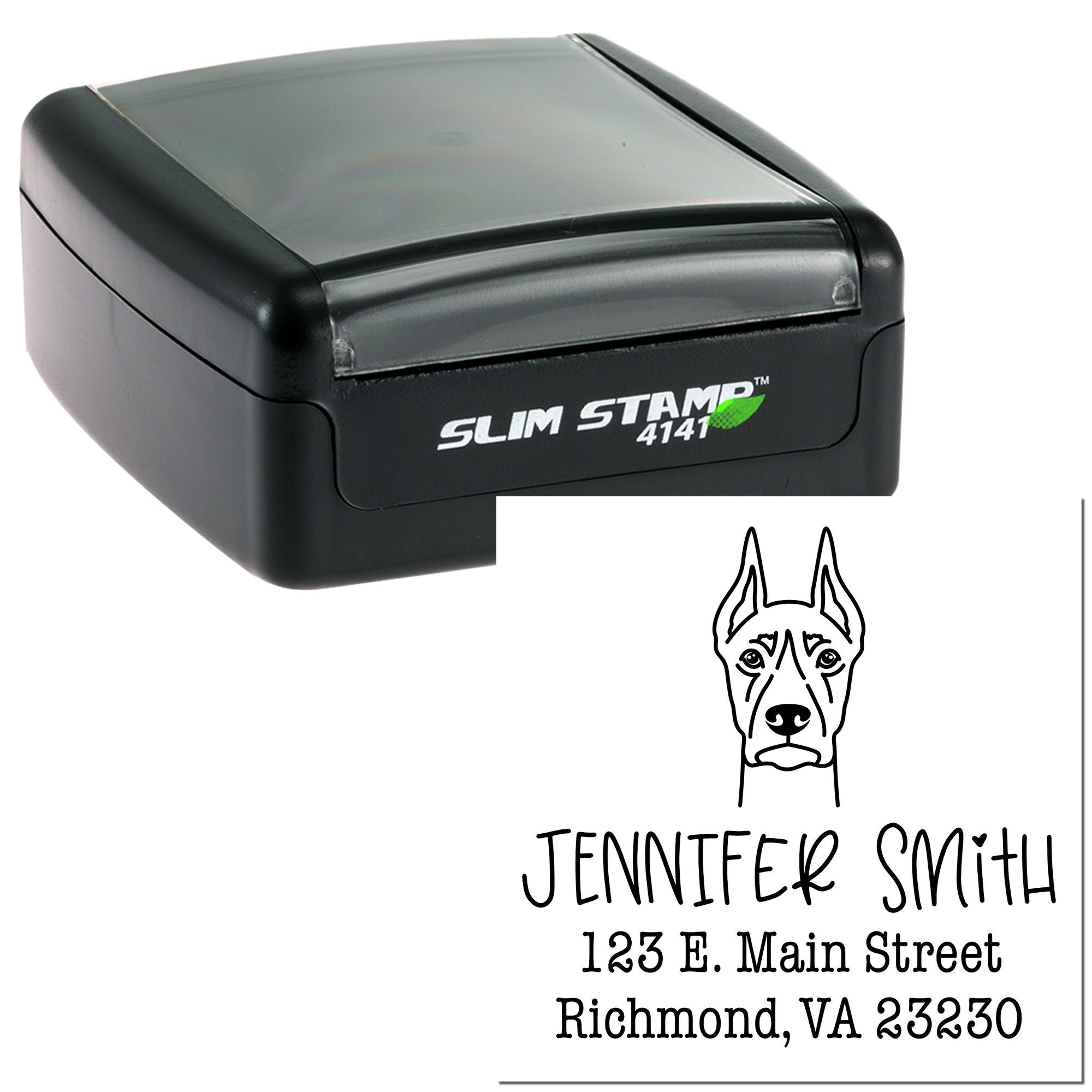 Slim Pre-Inked Doberman Personalizable Return Address Stamp - Engineer Seal Stamps