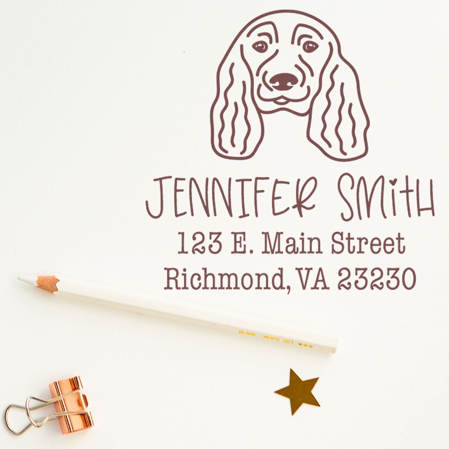 Slim Pre-Inked English Cocker Spaniel Personalizable Return Address Stamp for Envelopes - Engineer Seal Stamps