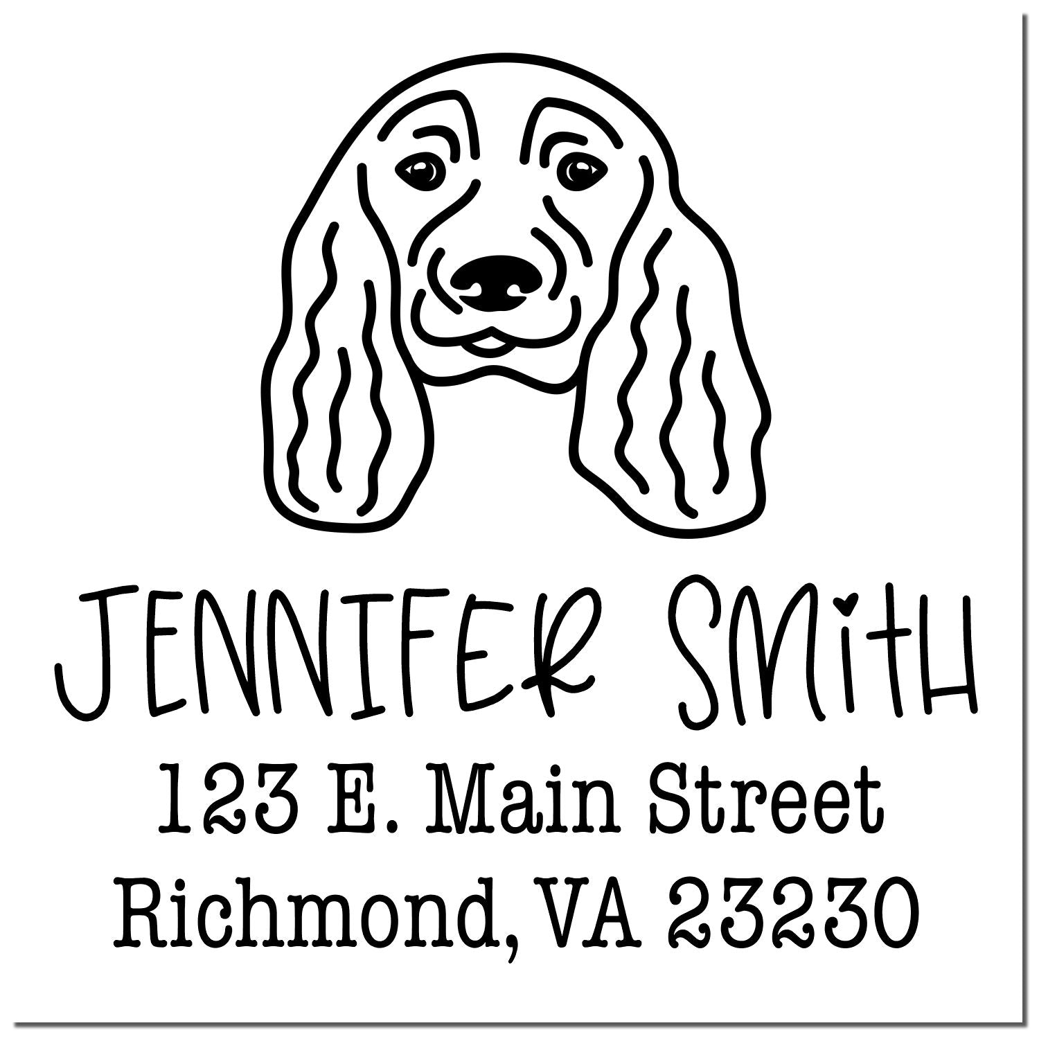 PSI Pre-Inked English Cocker Spaniel Handcrafted Mailing Label Stamp - Engineer Seal Stamps