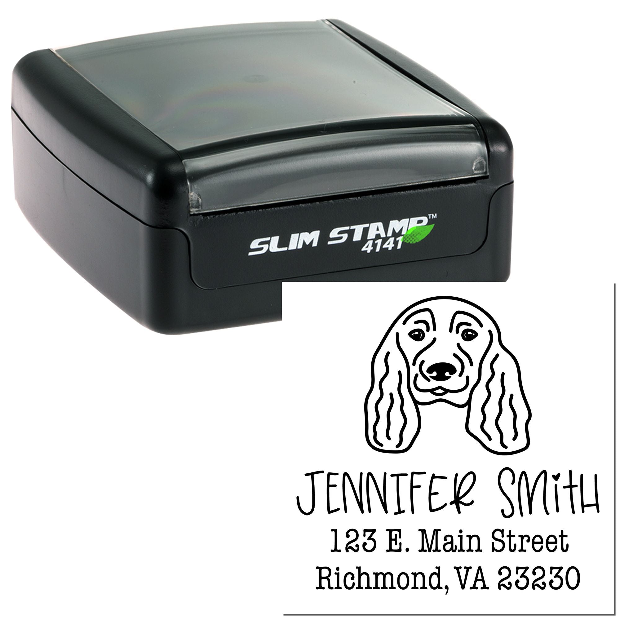 Slim Pre-Inked English Cocker Spaniel Personalizable Return Address Stamp for Envelopes - Engineer Seal Stamps