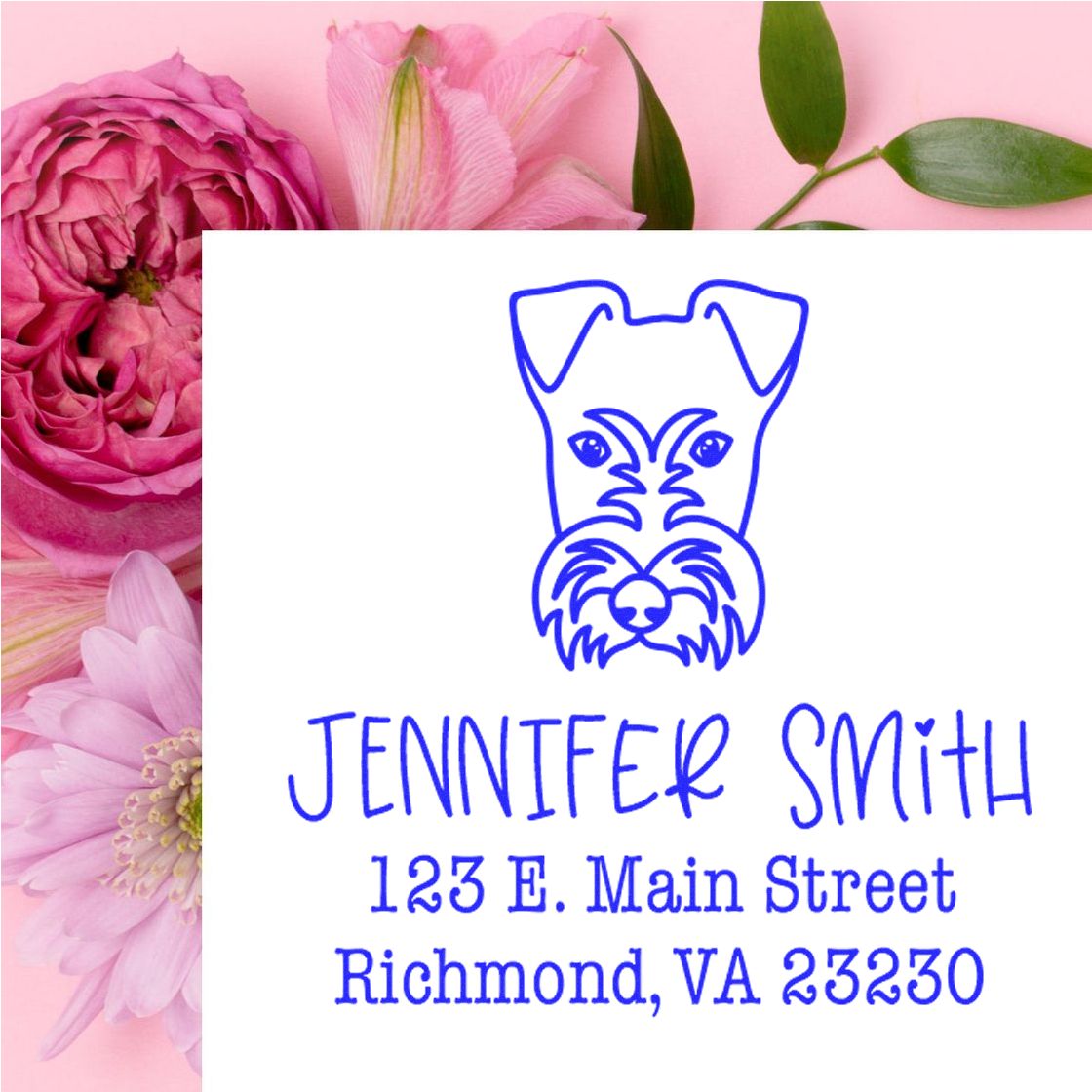 Slim Pre-Inked Fox Terrier Personalizable Return Address Stamper - Engineer Seal Stamps