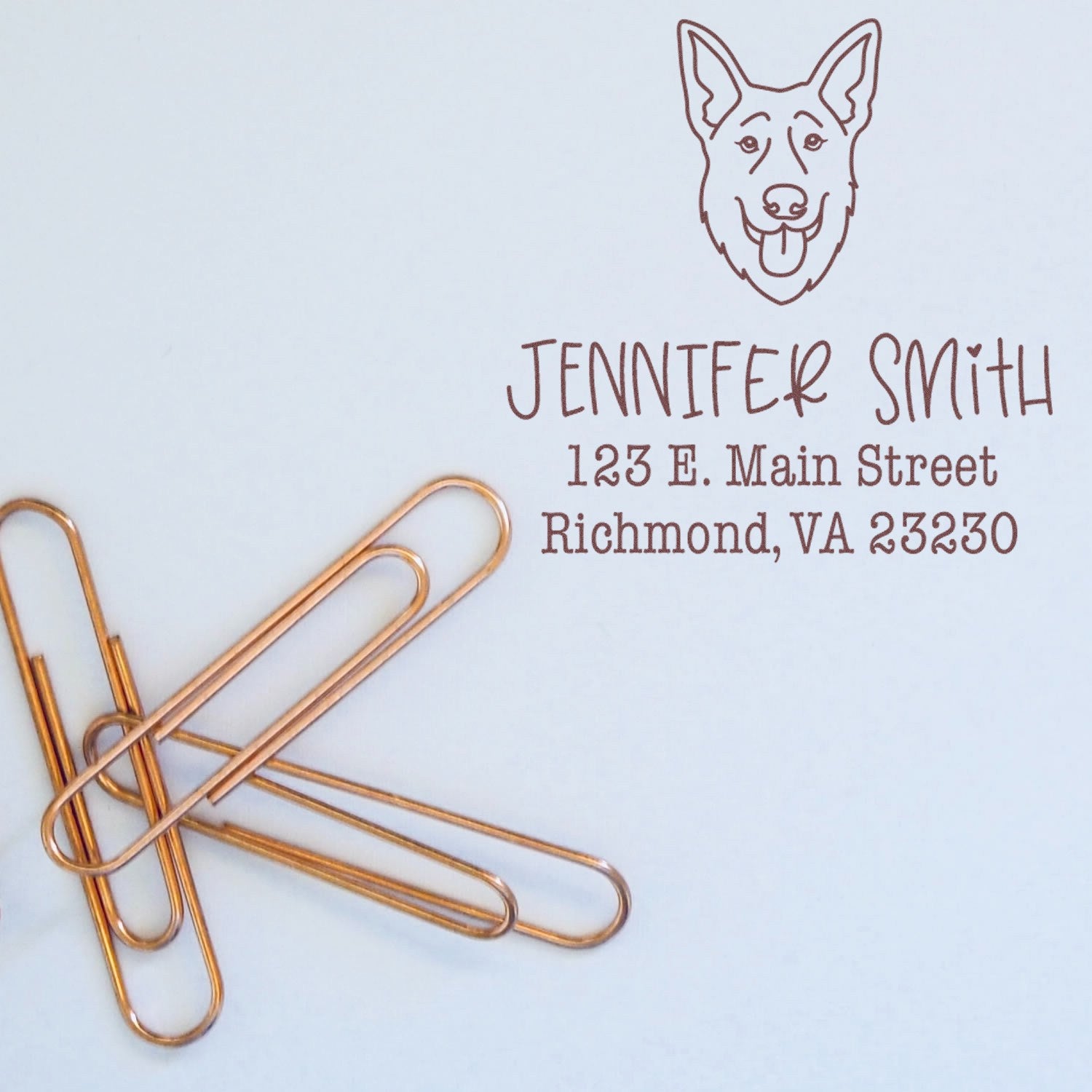 Wood Handle German Shepherd Custom Custom Return Address Stamper - Engineer Seal Stamps