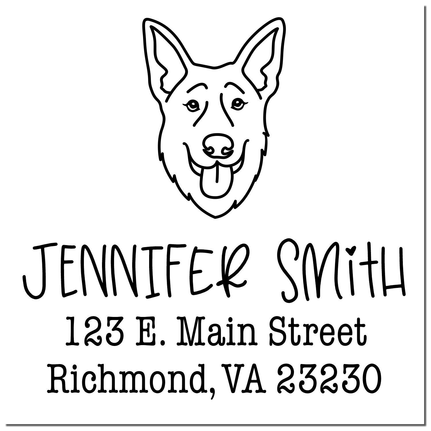 Slim Pre-Inked German Shepherd Personalizable Rubber Address Rubber Stamp - Engineer Seal Stamps