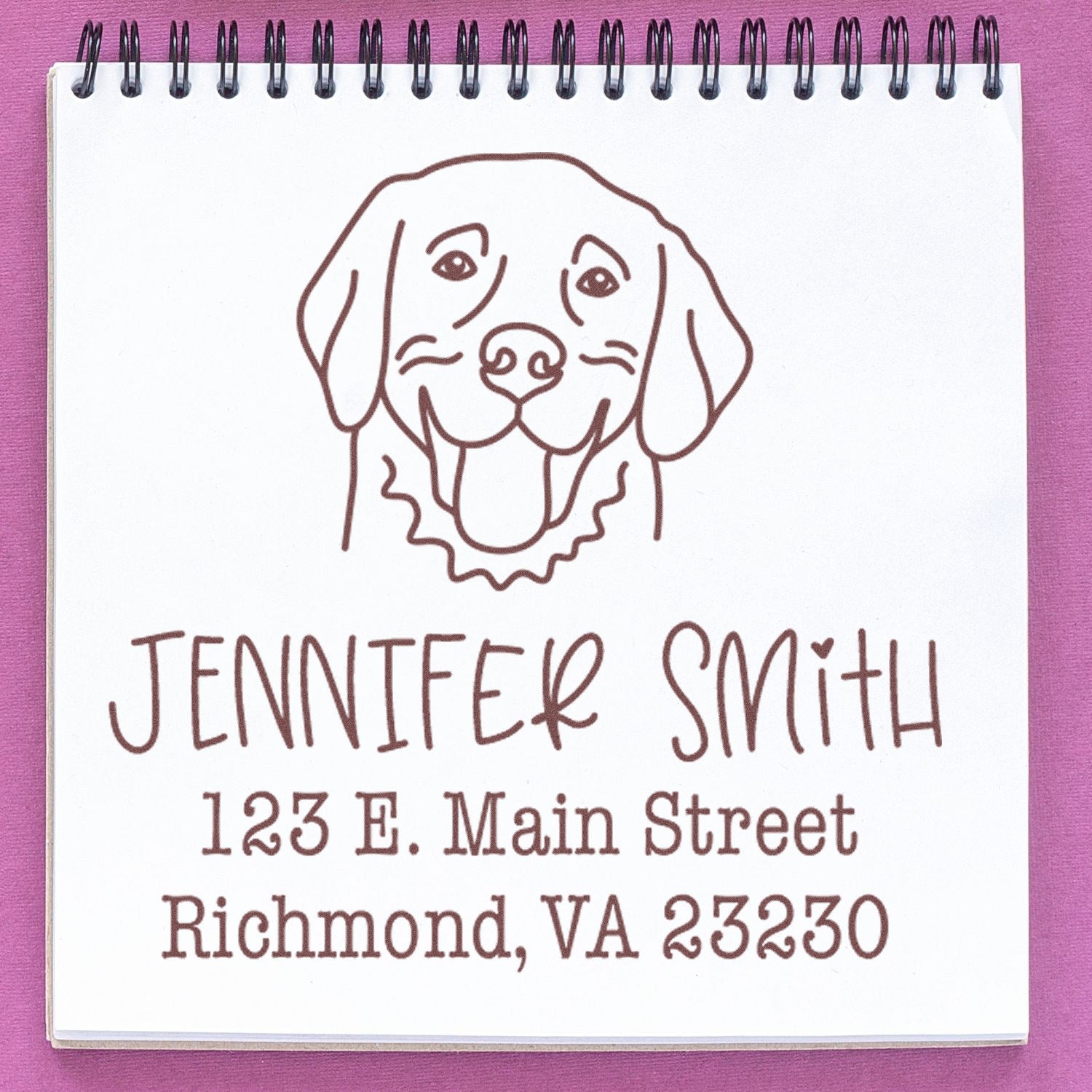 Slim Pre-Inked Golden Retriever Personalizable Rubber Address Stamp for Envelopes - Engineer Seal Stamps