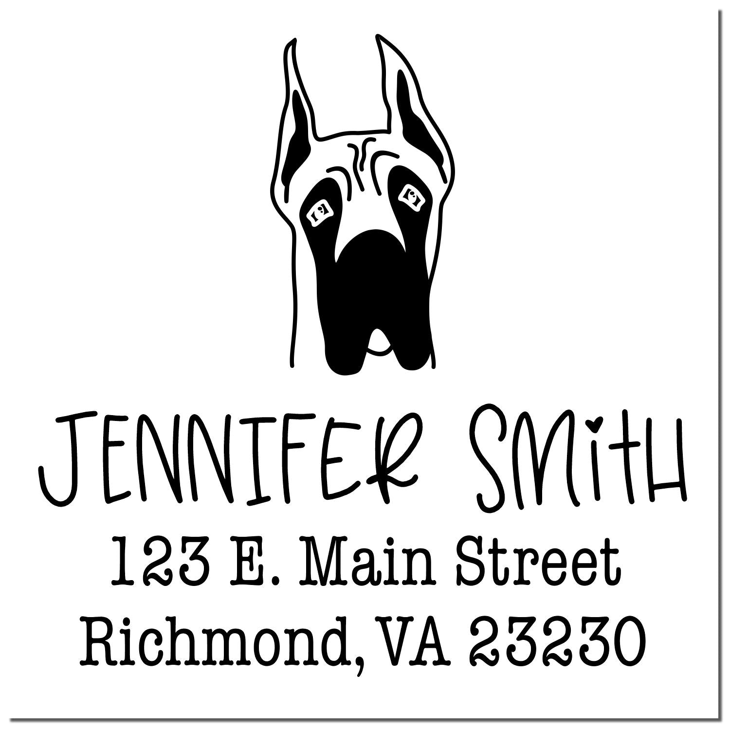 Wood Handle Great Dane Ears Up Custom Dog Lover's Address Rubber Stamp - Engineer Seal Stamps