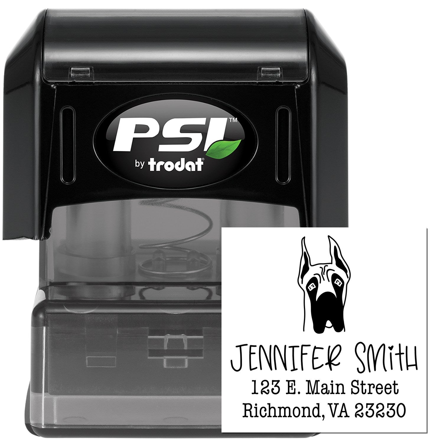 PSI Pre-Inked Great Dane Ears Up Handcrafted Mailing Stamper - Engineer Seal Stamps