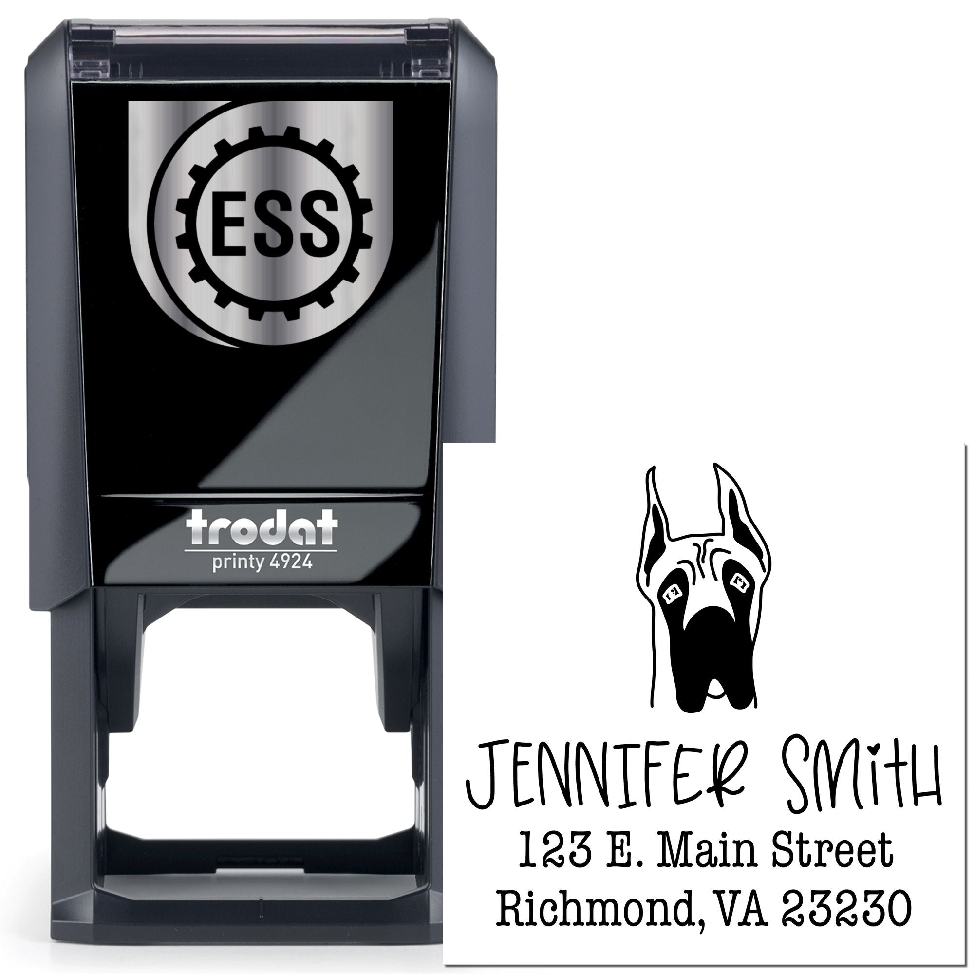 Self-Inking Great Dane Ears Up Customized Stamper - Engineer Seal Stamps