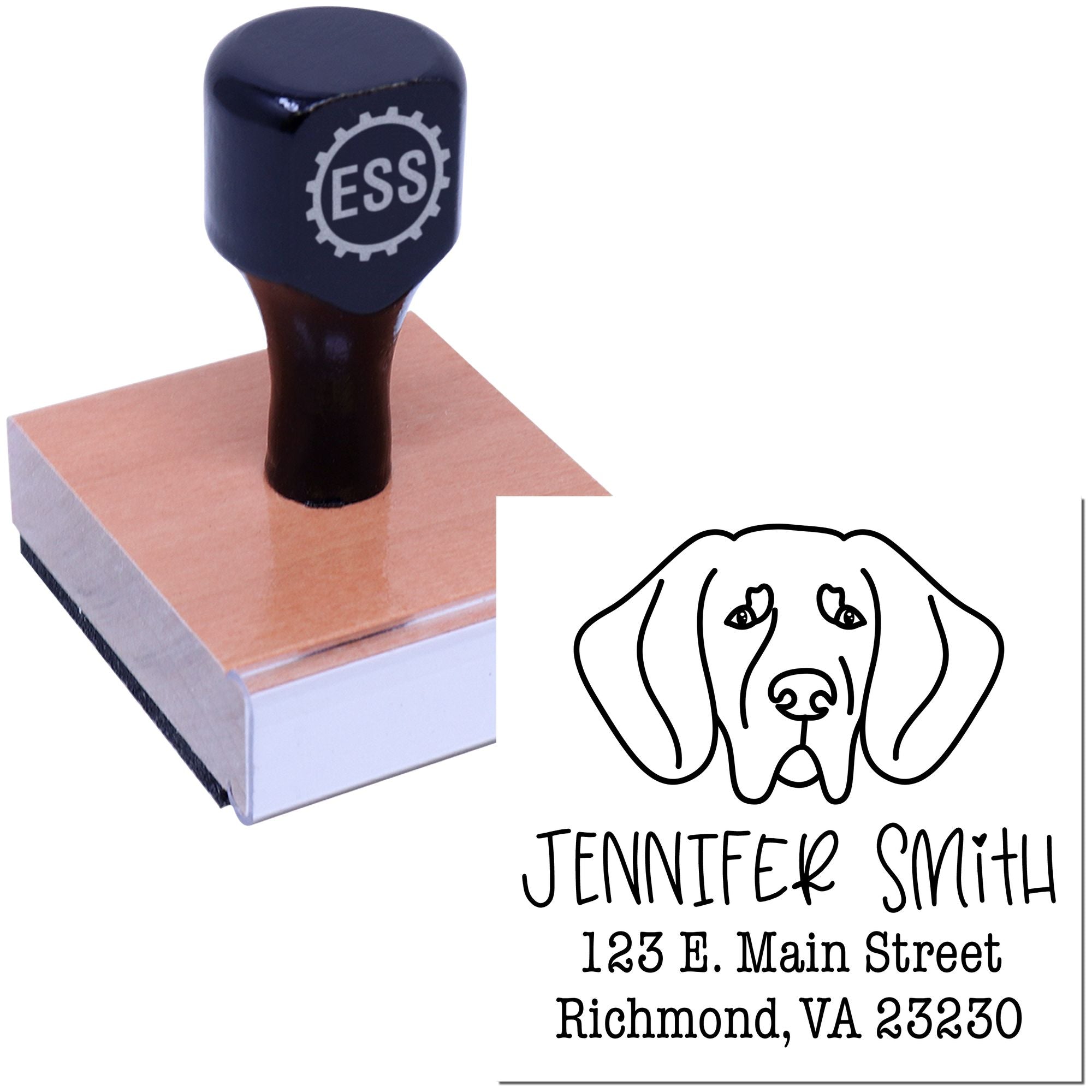 Wood Handle Great Dane Custom Dog Design Address Stamper - Engineer Seal Stamps
