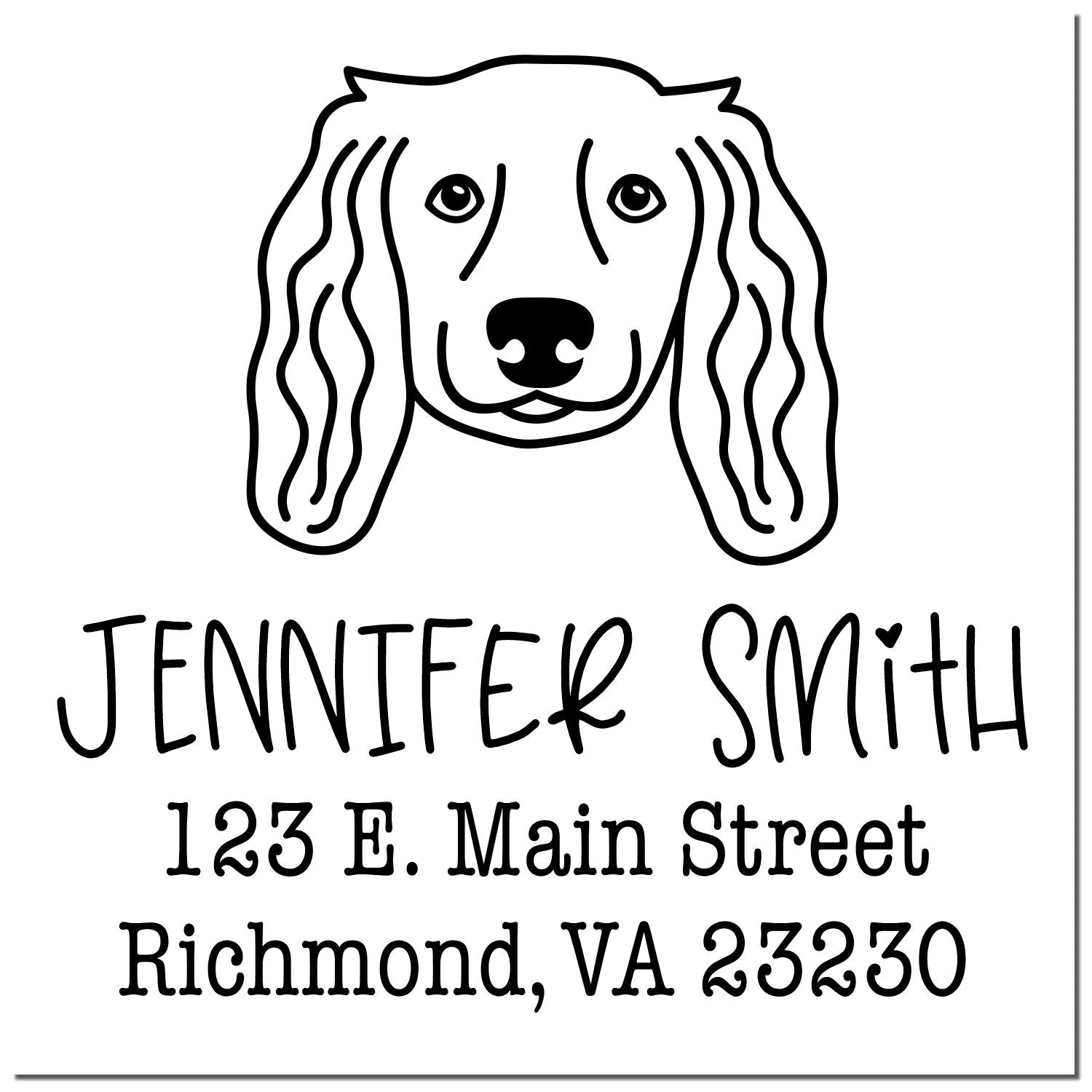 Self-Inking Long Haired Dachshund Customized Address Label Stamper - Engineer Seal Stamps