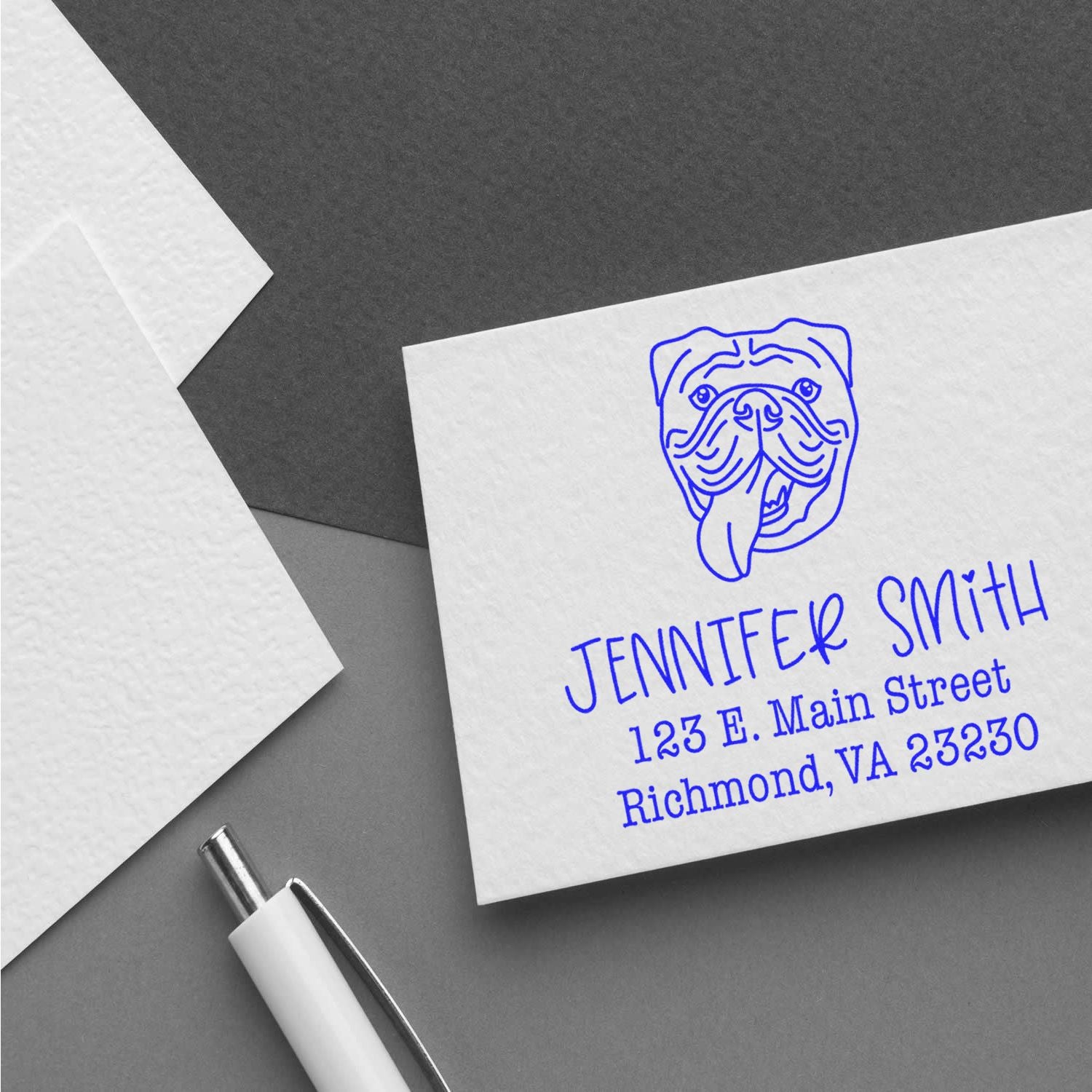 Self-Inking Old English Bulldog Customized Address Return Stamp - Engineer Seal Stamps