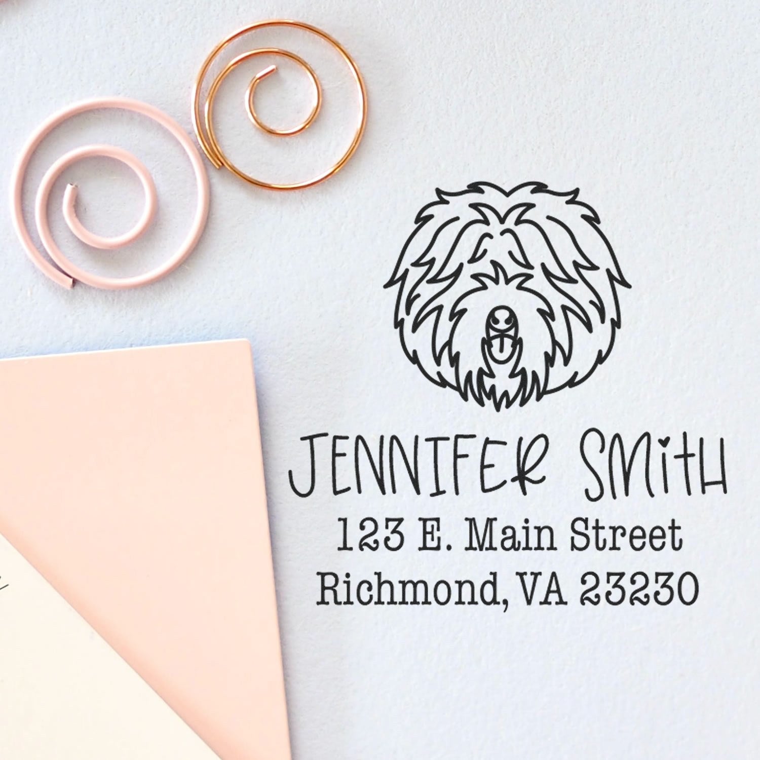 Self-Inking Old English Sheepdog Customized Address Return Stamp for Envelopes - Engineer Seal Stamps