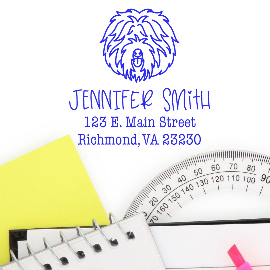 PSI Pre-Inked Old English Sheepdog Handcrafted New Address Stamp - Engineer Seal Stamps