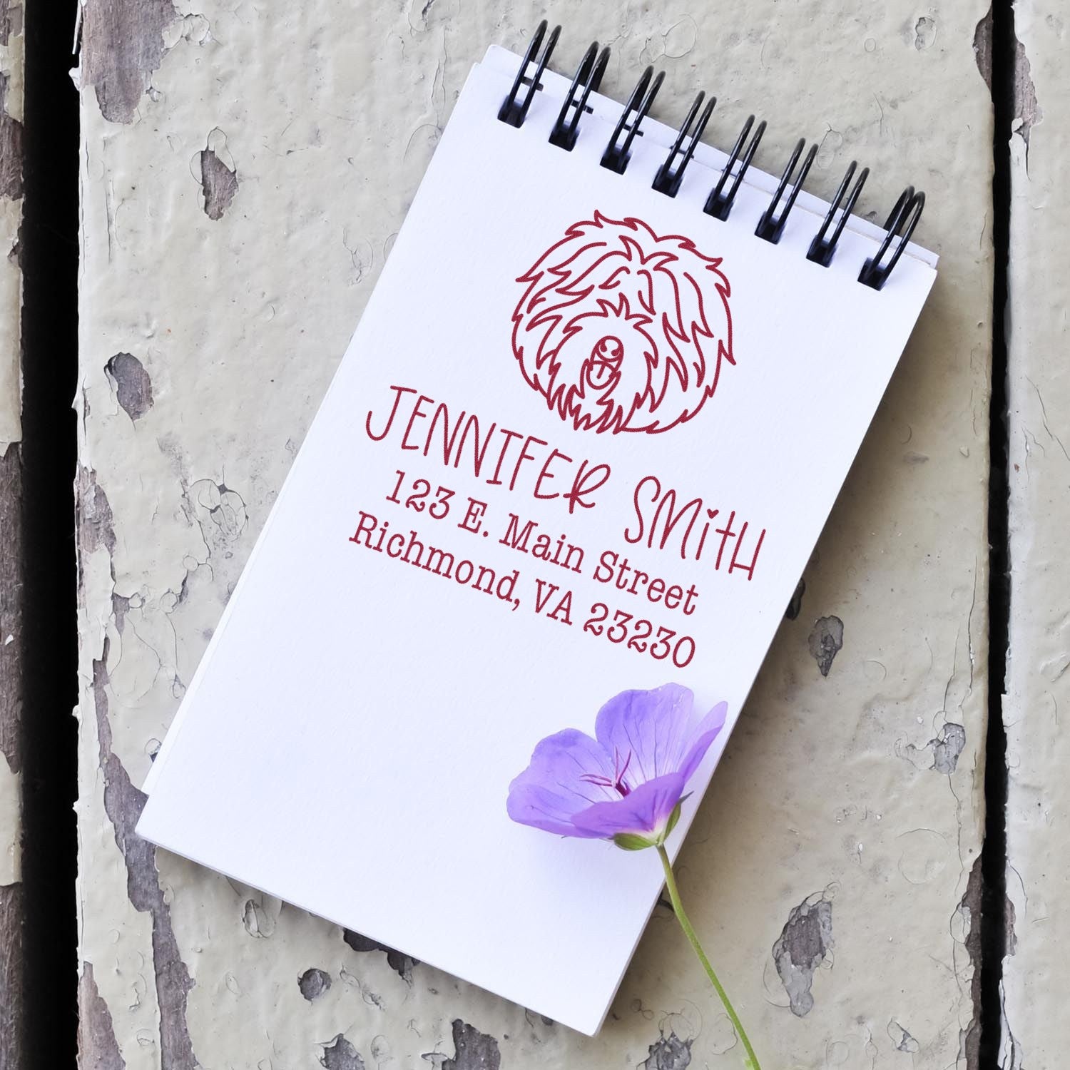 Slim Pre-Inked Old English Sheepdog Personalized Address Label Stamper - Engineer Seal Stamps