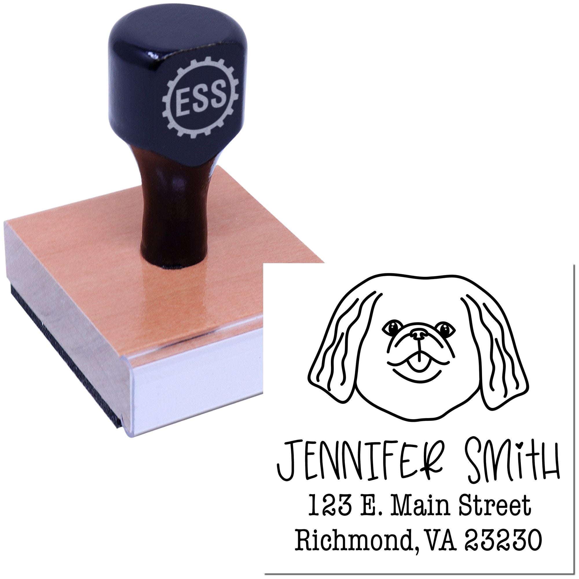 Wood Handle Pekingese Custom High-Quality Address Stamp for Envelopes - Engineer Seal Stamps