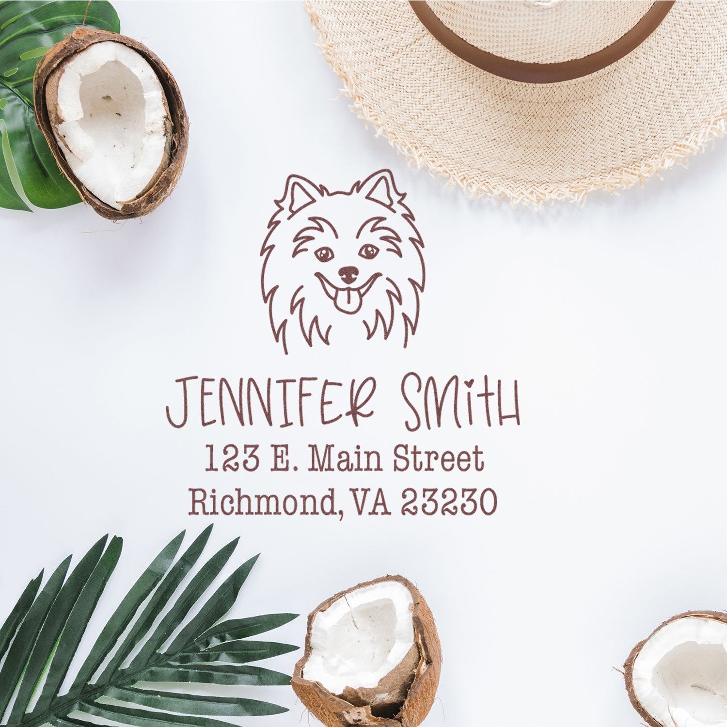 Wood Handle Pomeranian Custom Home Address Rubber Stamp - Engineer Seal Stamps