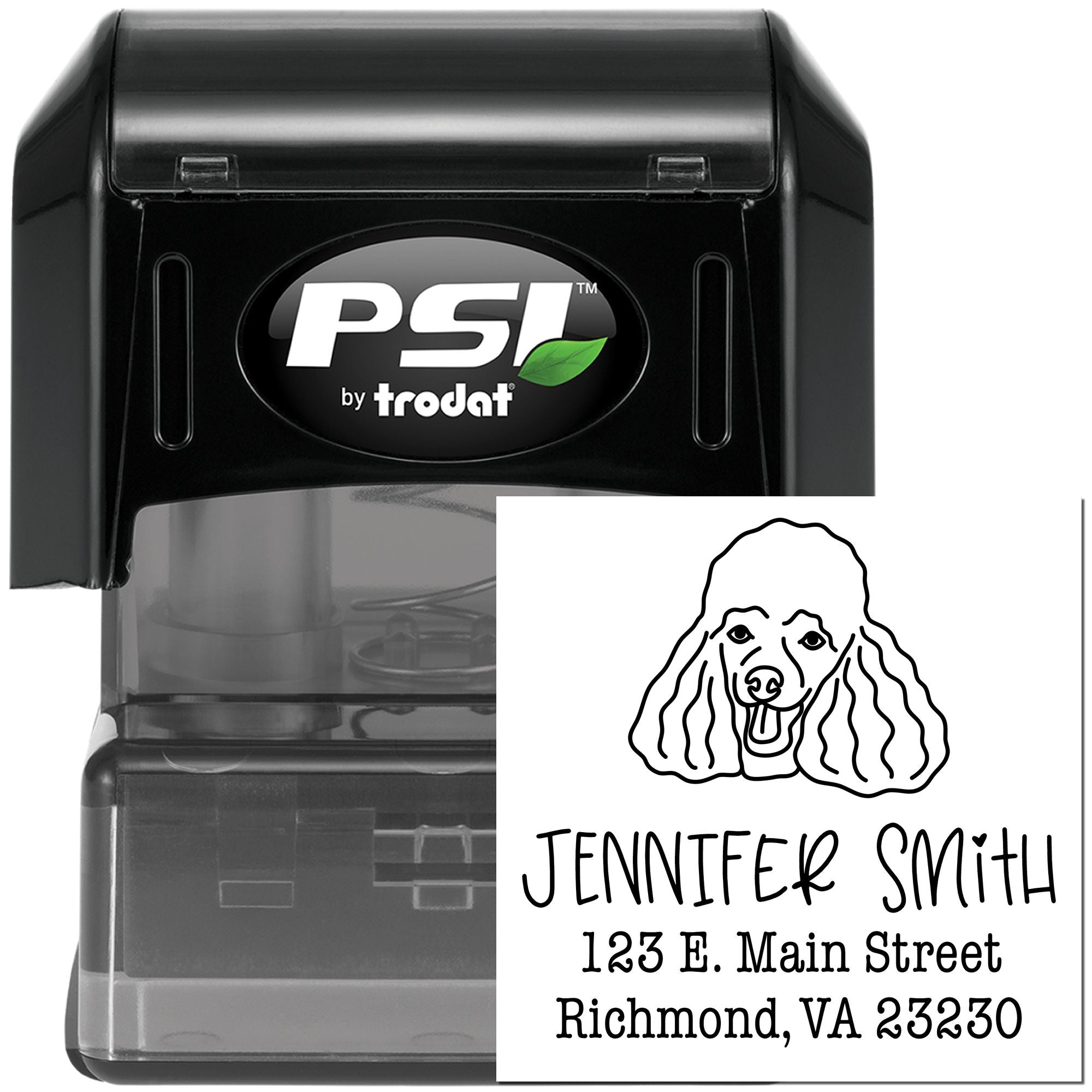 PSI Pre-Inked Poodle Handcrafted New Address Stamper - Engineer Seal Stamps