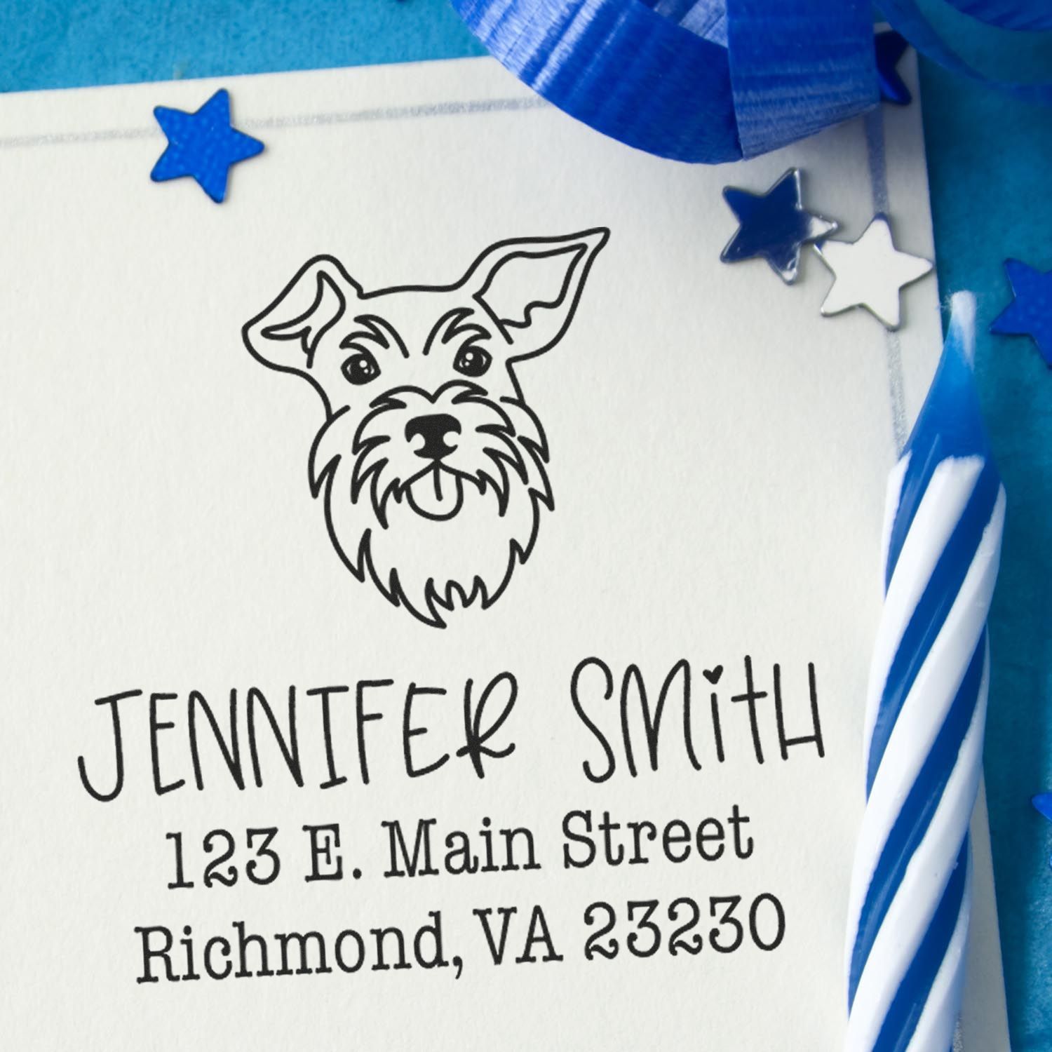 Slim Pre-Inked Schnauzer Personalized Address Stamp - Engineer Seal Stamps